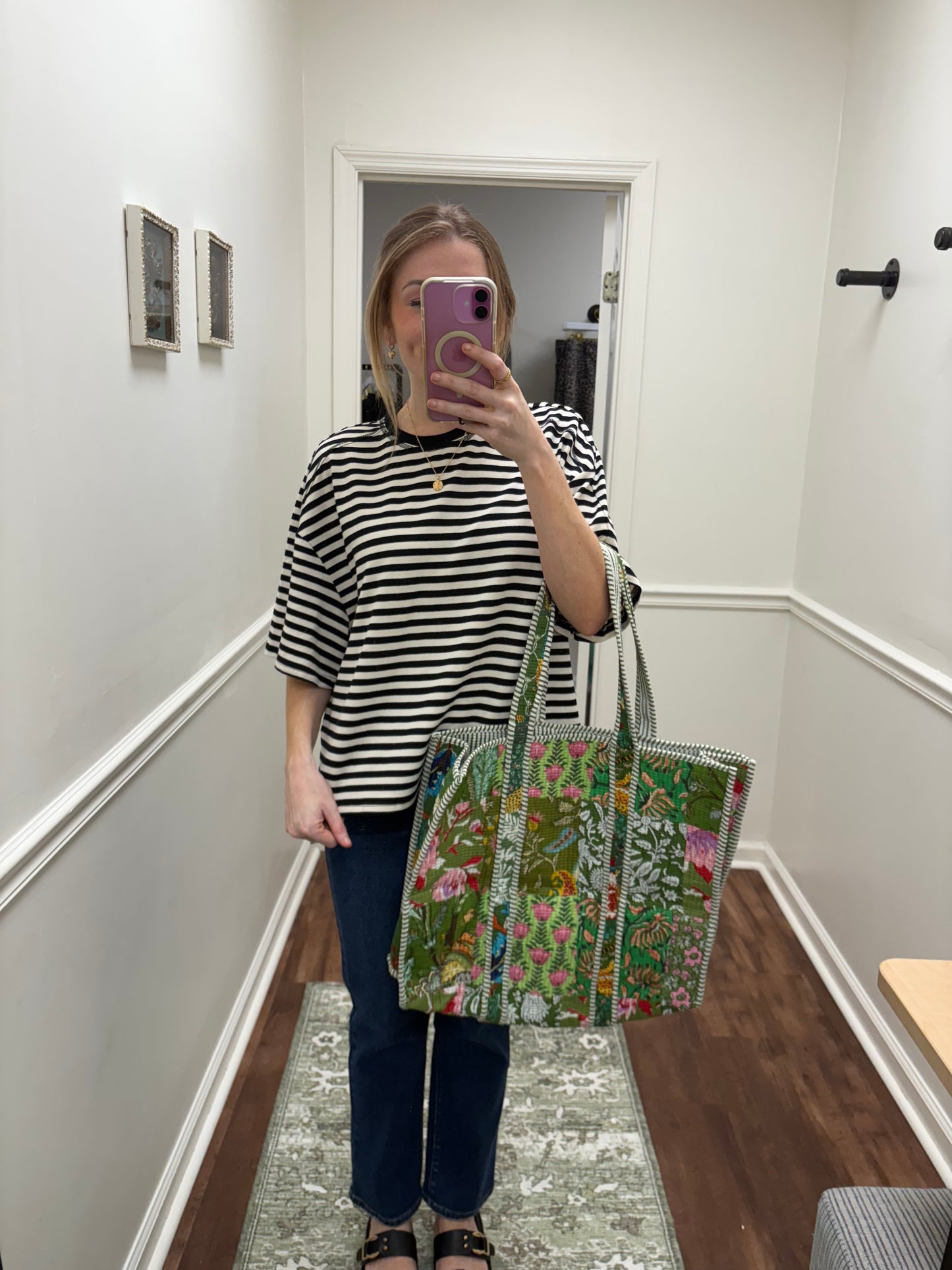 Green Patchwork Quilted Tote