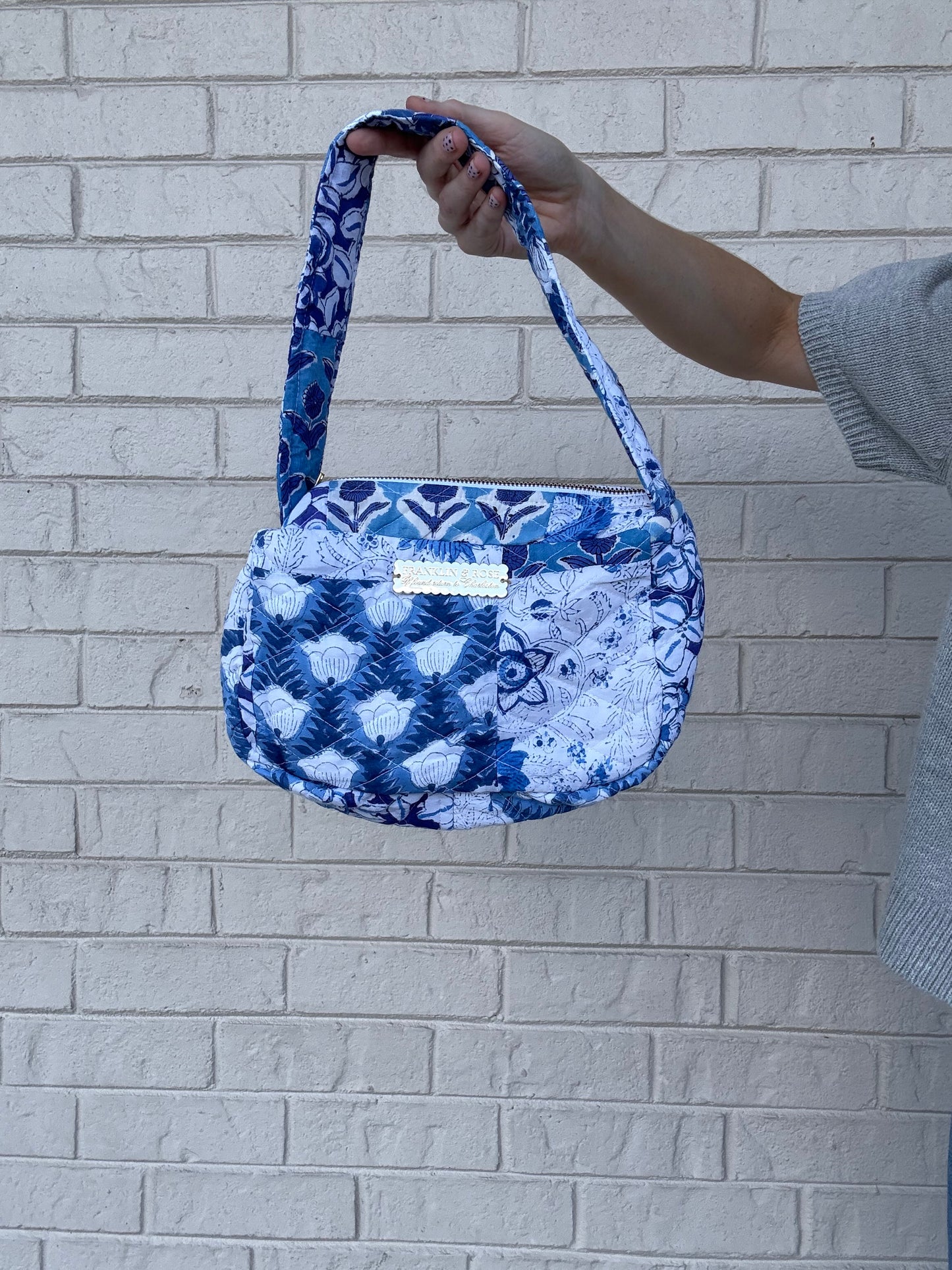 Blue Quilted Shoulder Bag