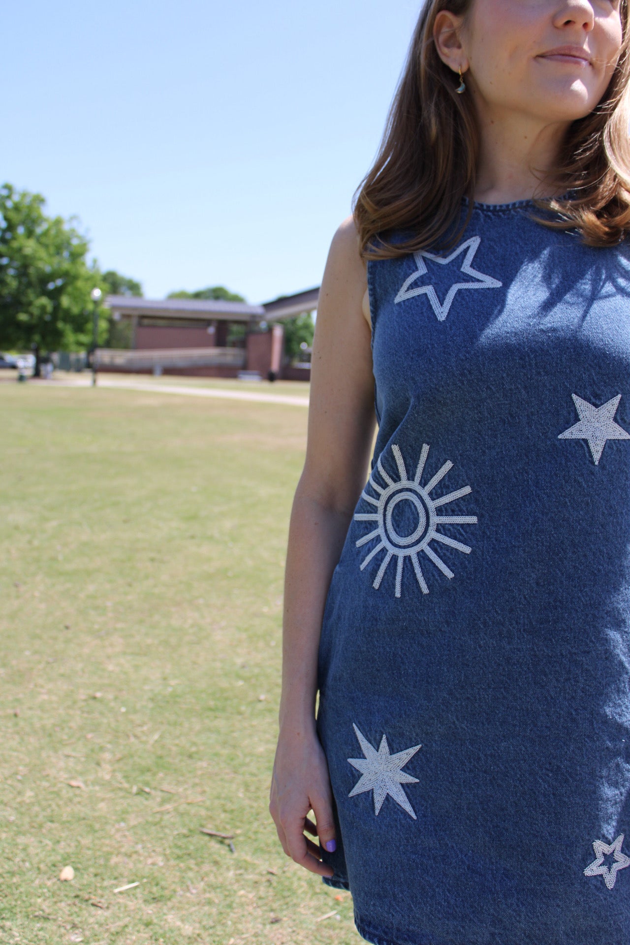 Harper Embroidered Denim Dress