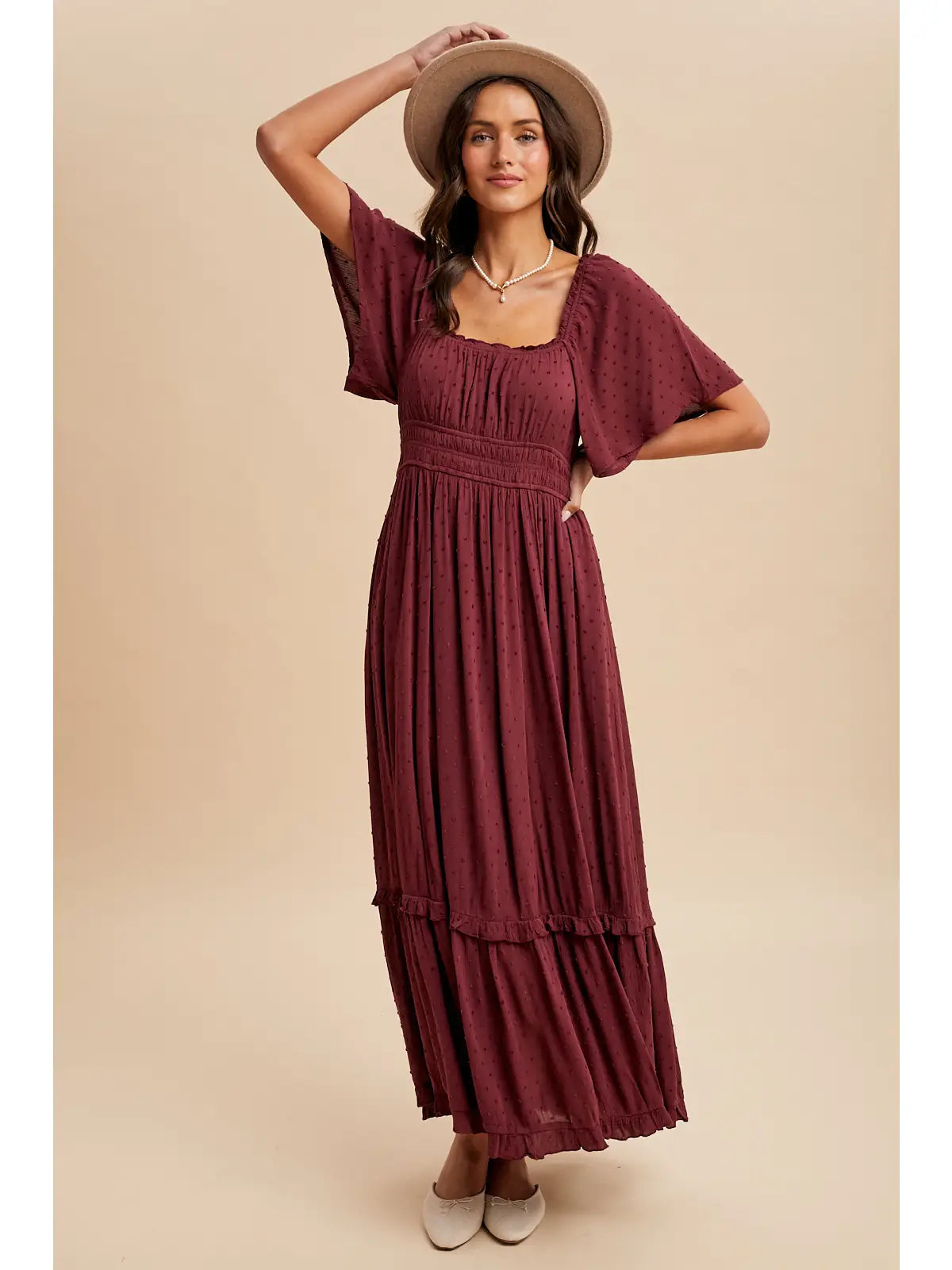 Cherry Swiss Dot Maxi Dress