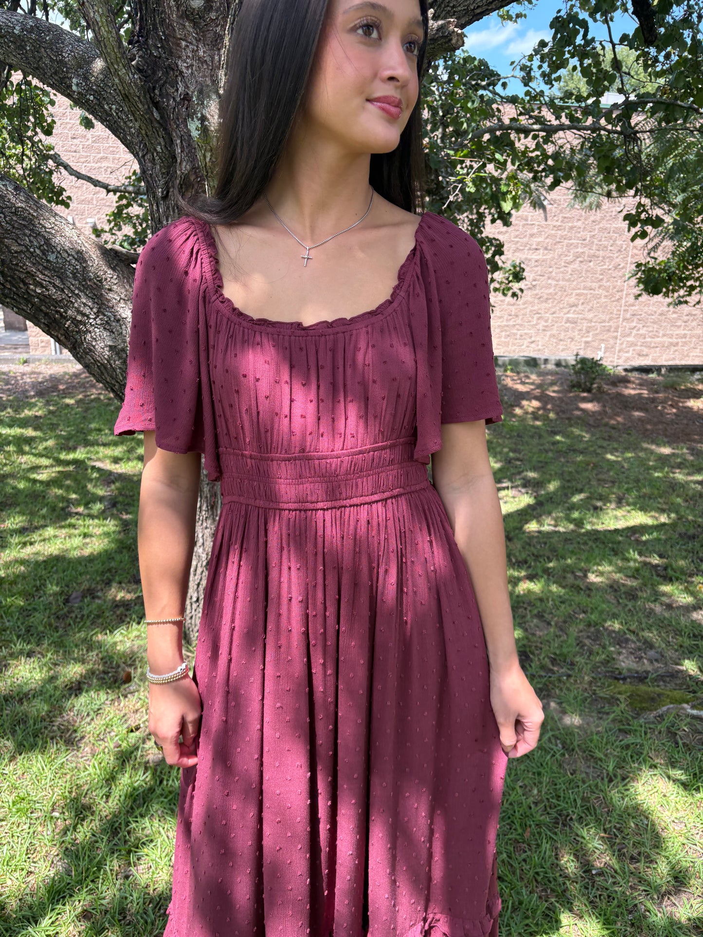 Cherry Swiss Dot Maxi Dress