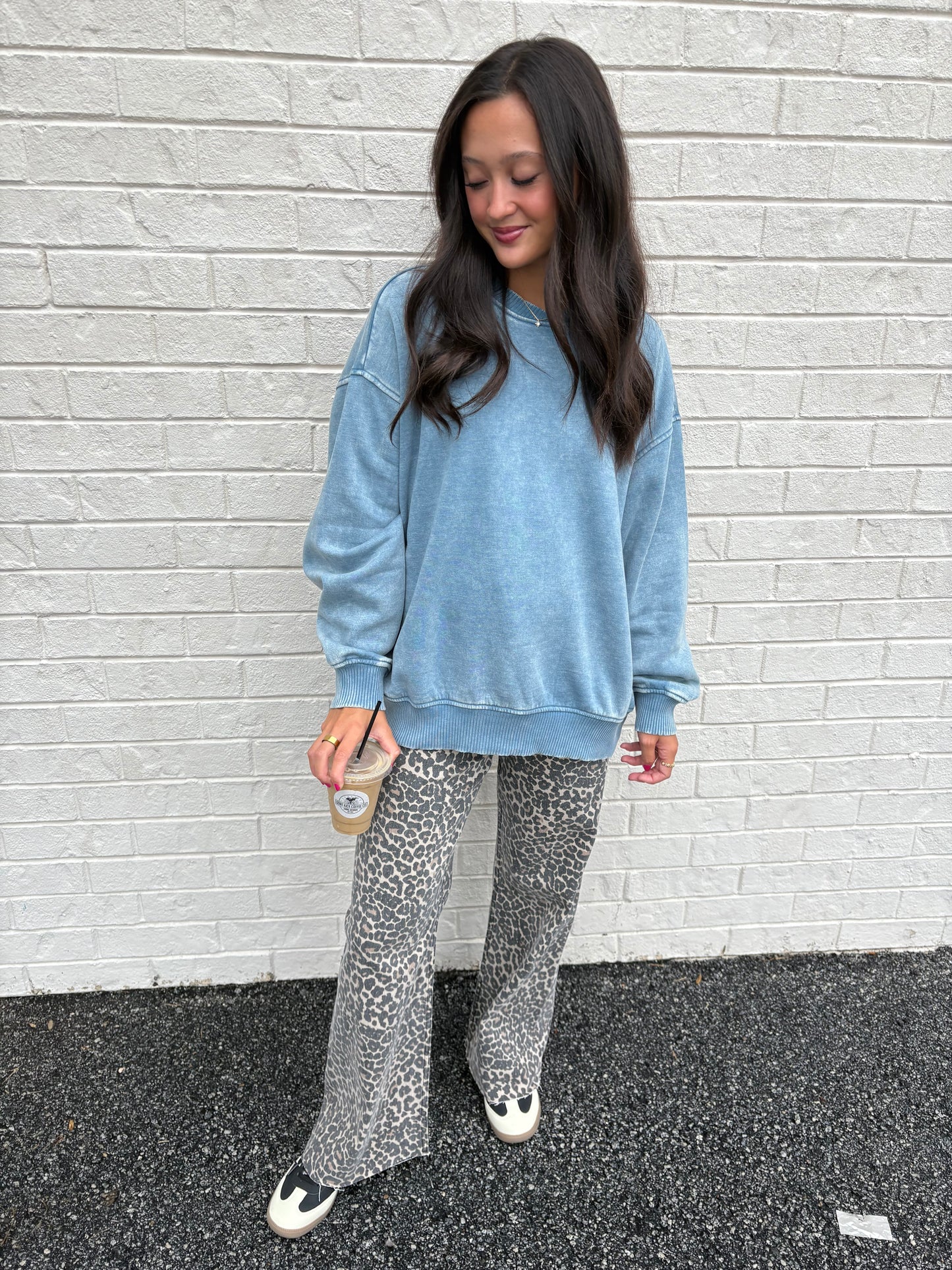 Nina Blue Grey Washed Pullover