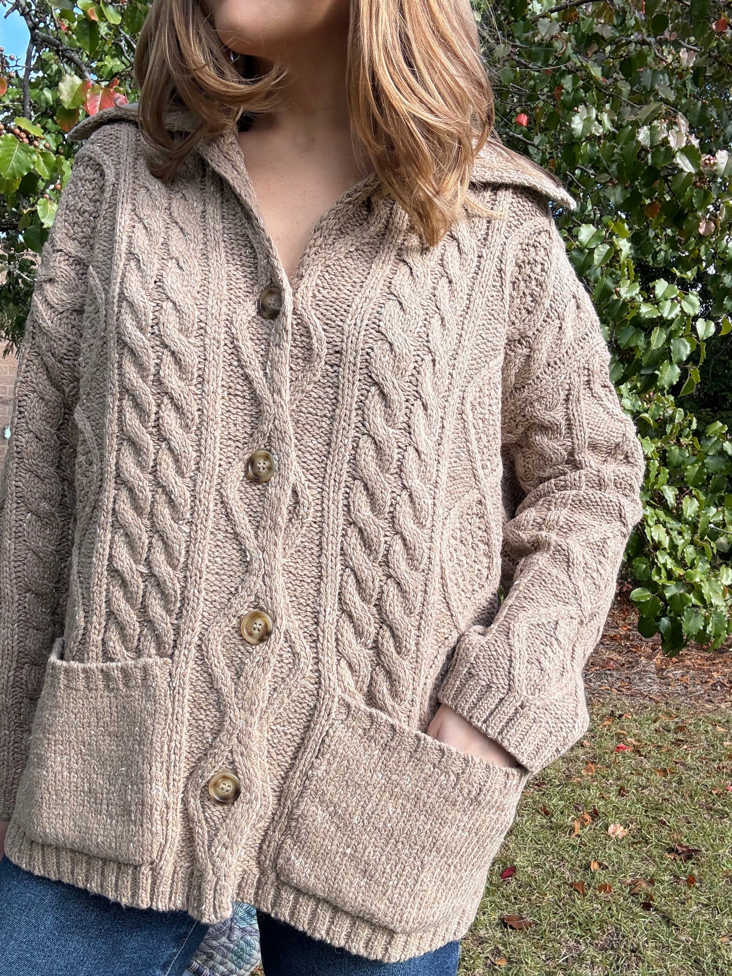 Clara Oversized Taupe Cardigan