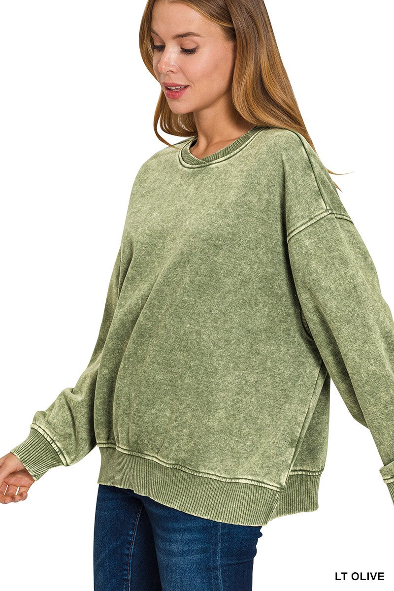 Nina Olive Washed Pullover