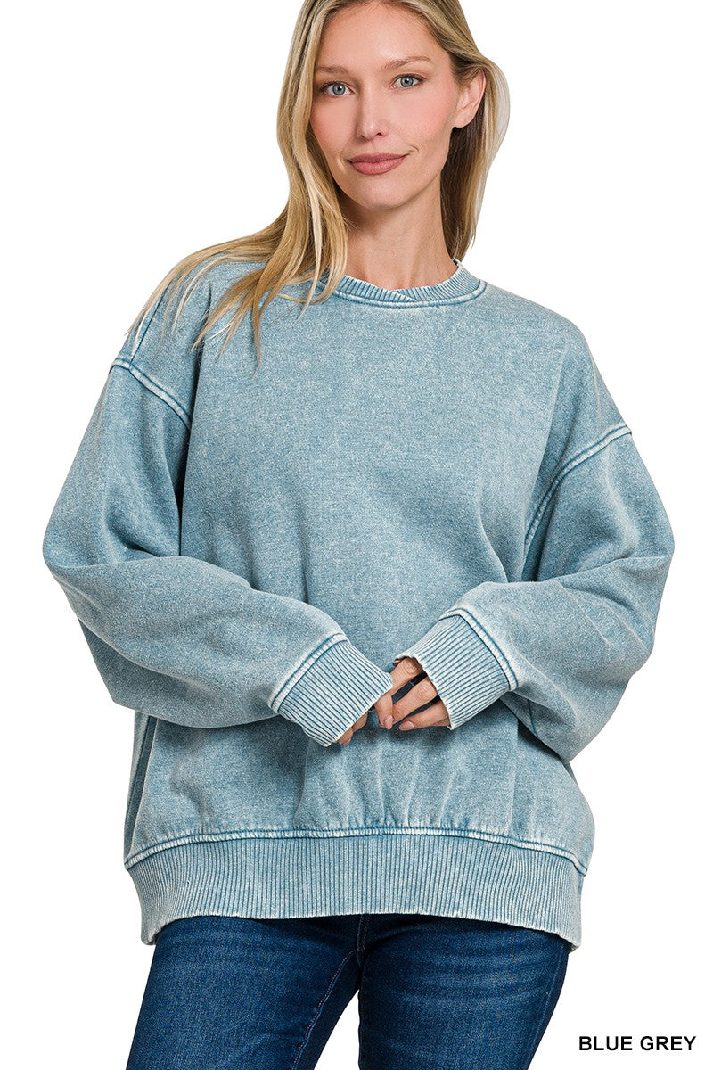 Nina Blue Grey Washed Pullover