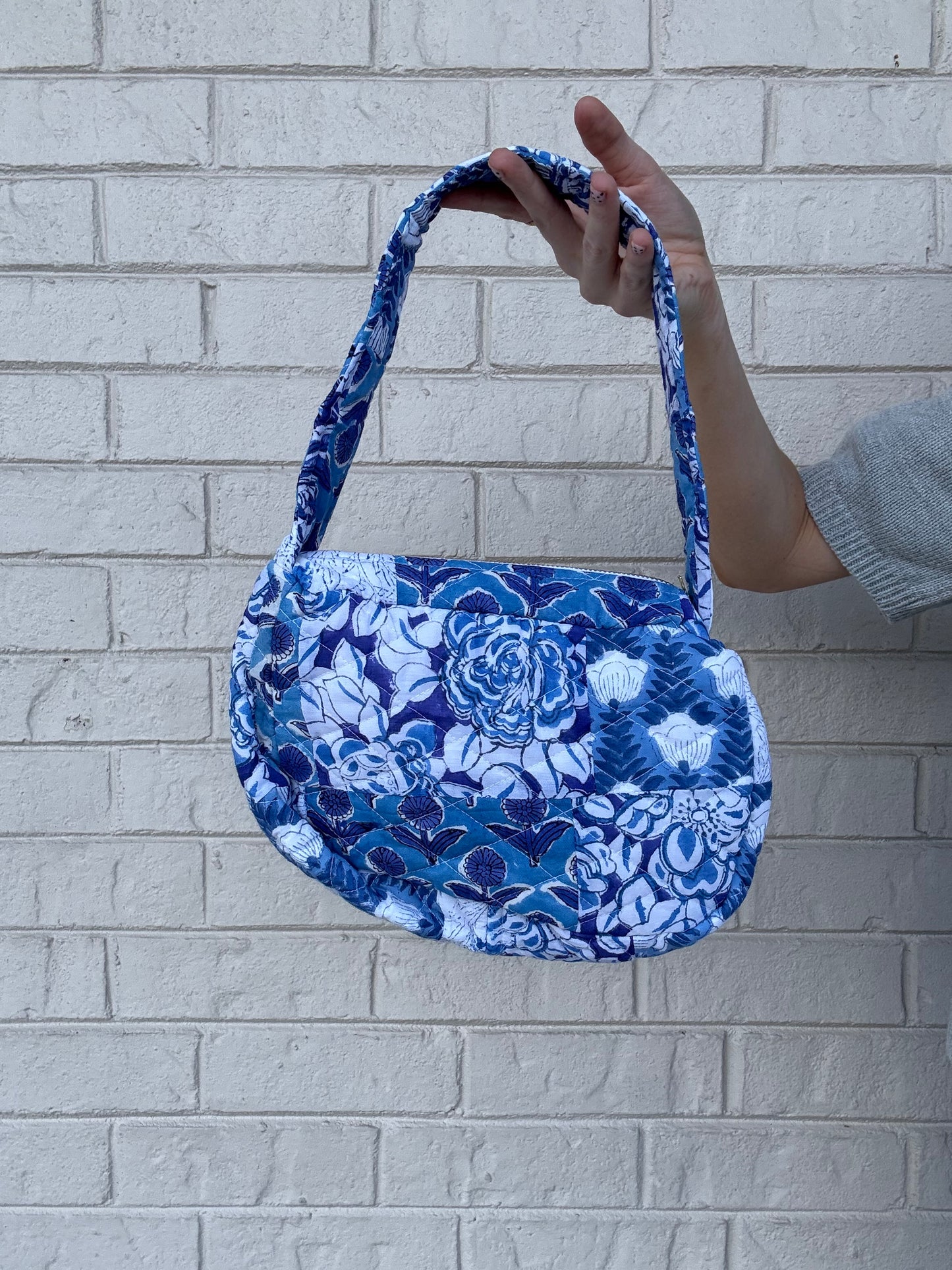 Blue Quilted Shoulder Bag