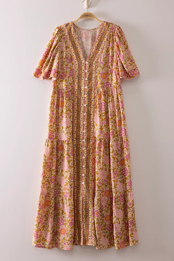 Stevie Beige Pink Maxi Dress