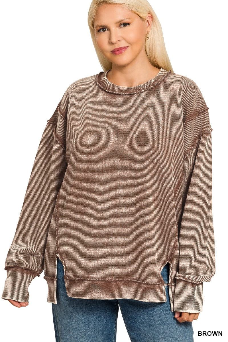 Brown Ribbed Pullover