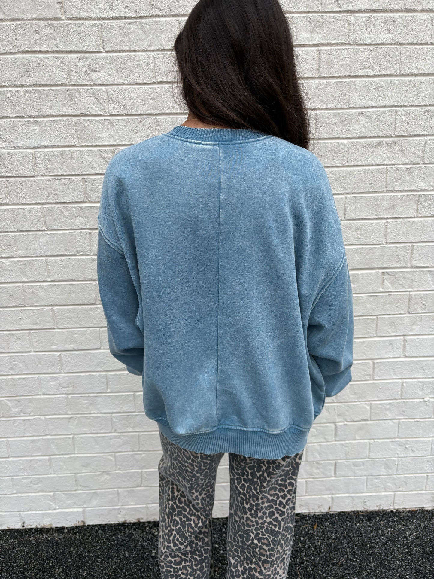 Nina Blue Grey Washed Pullover