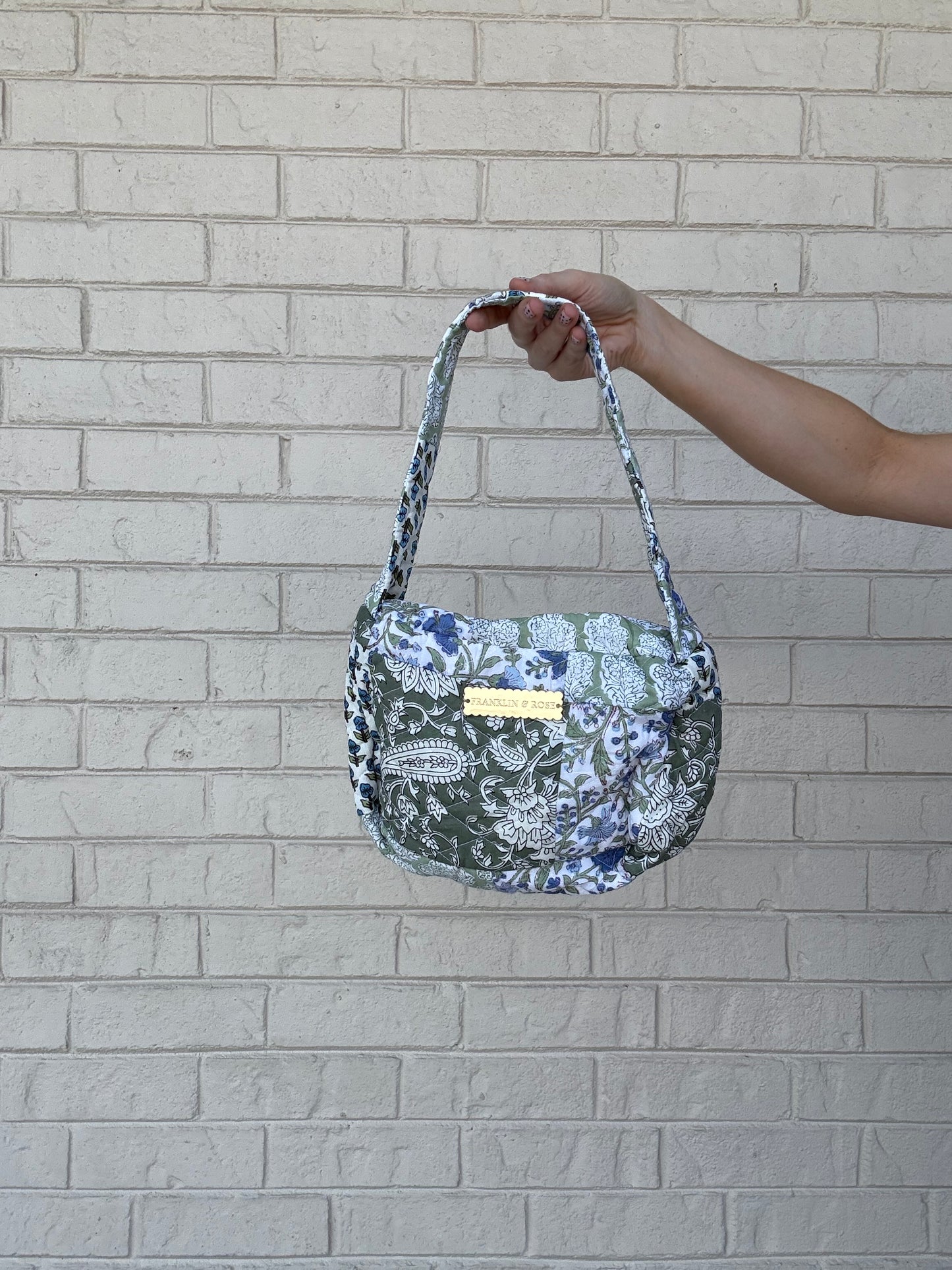 Green Blue Quilted Shoulder Bag