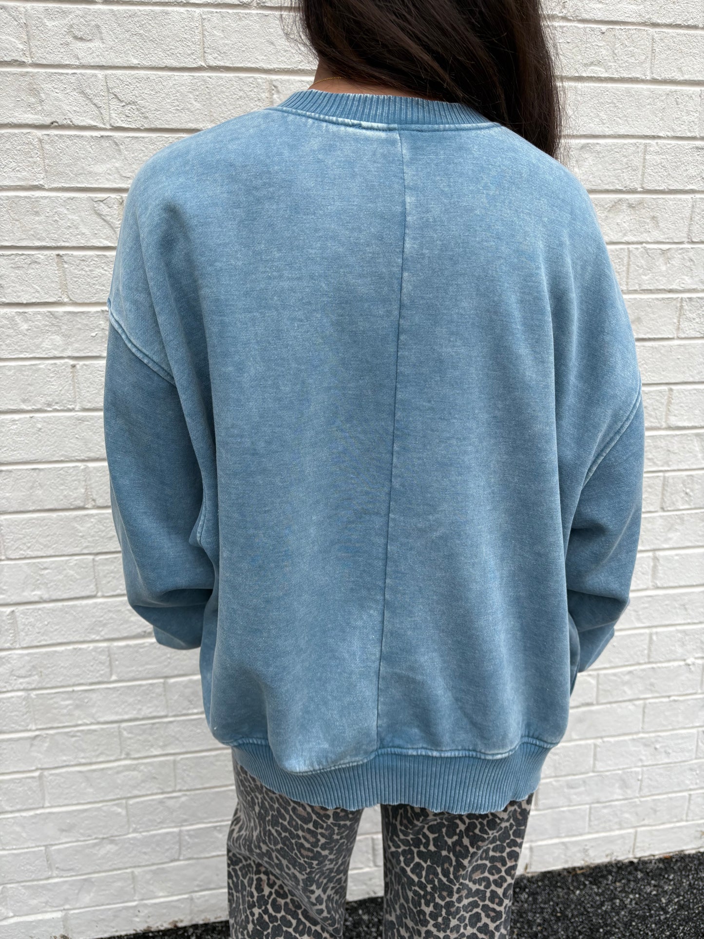 Nina Blue Grey Washed Pullover