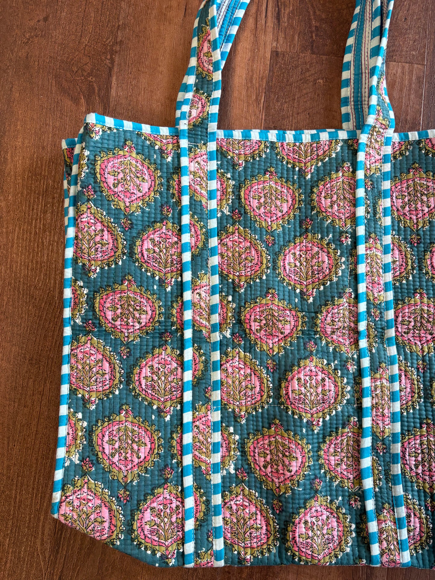 Teal Quilted Tote