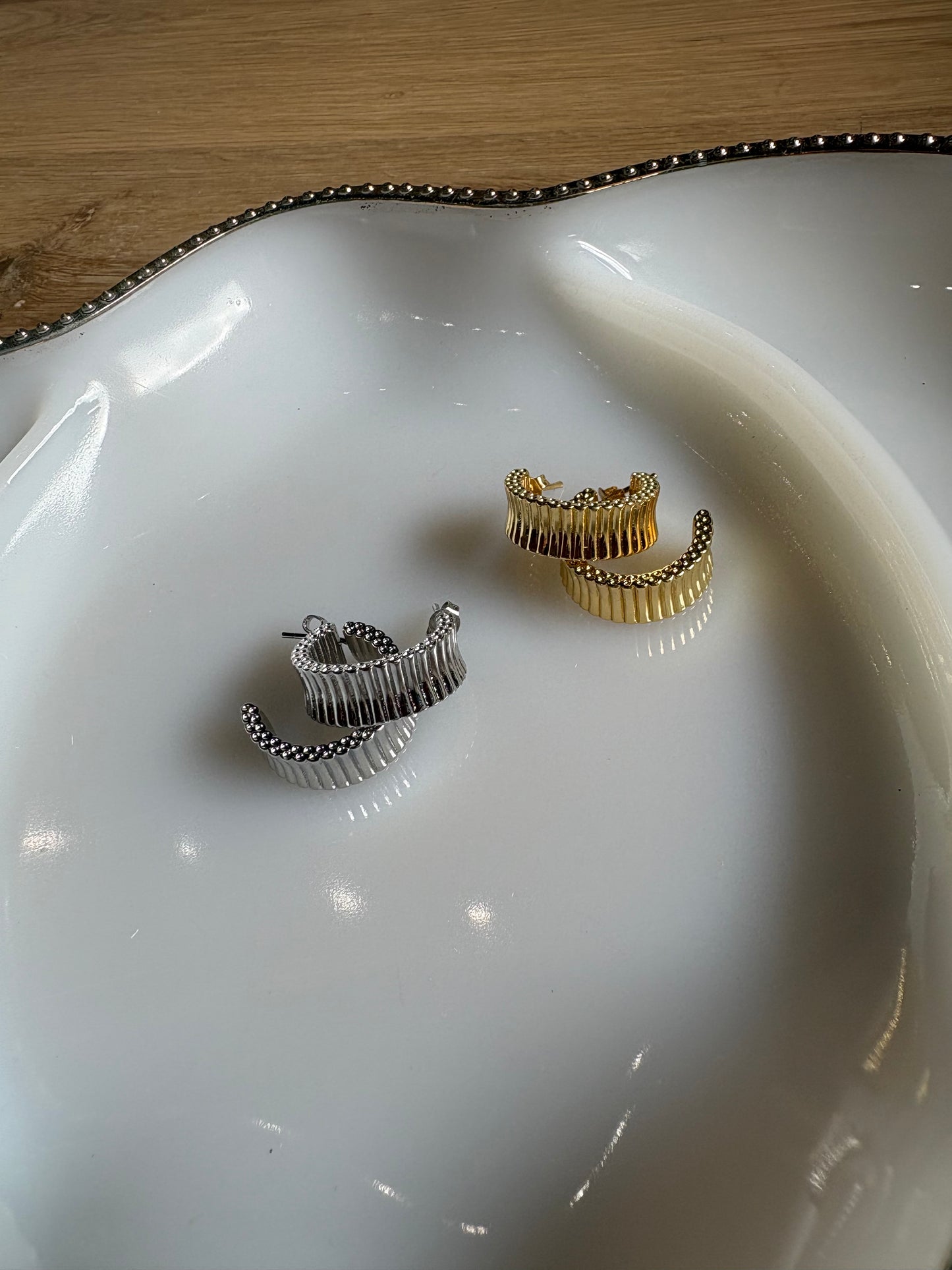 Ribbed Huggie Earrings
