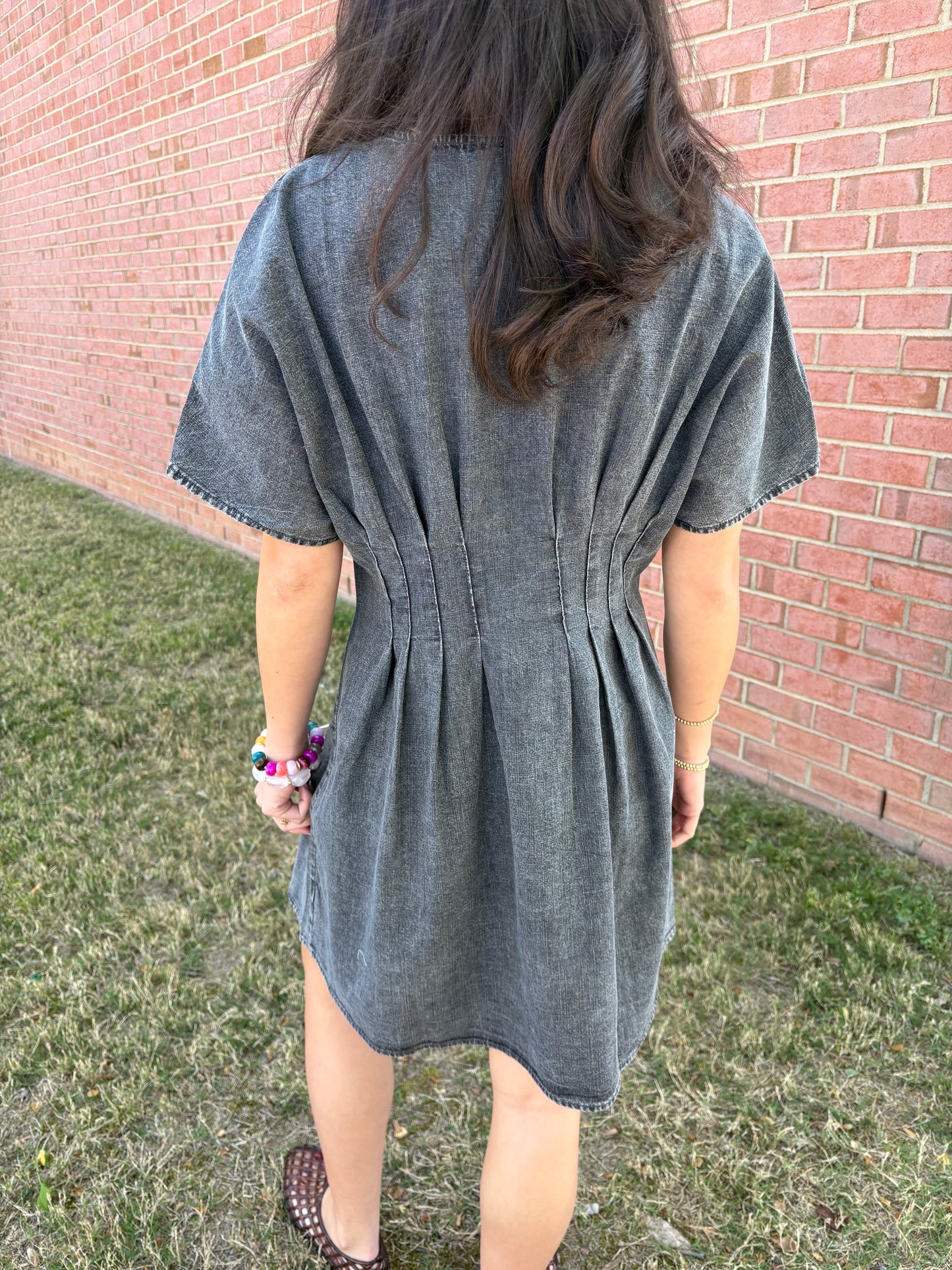 Black Chambray Mini Dress