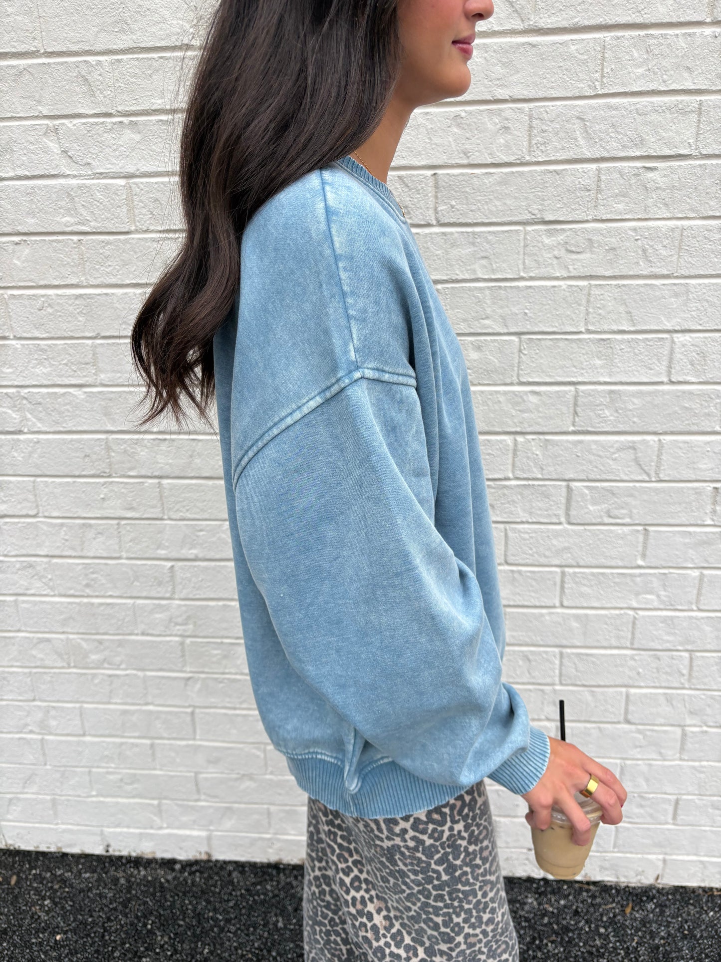 Nina Blue Grey Washed Pullover