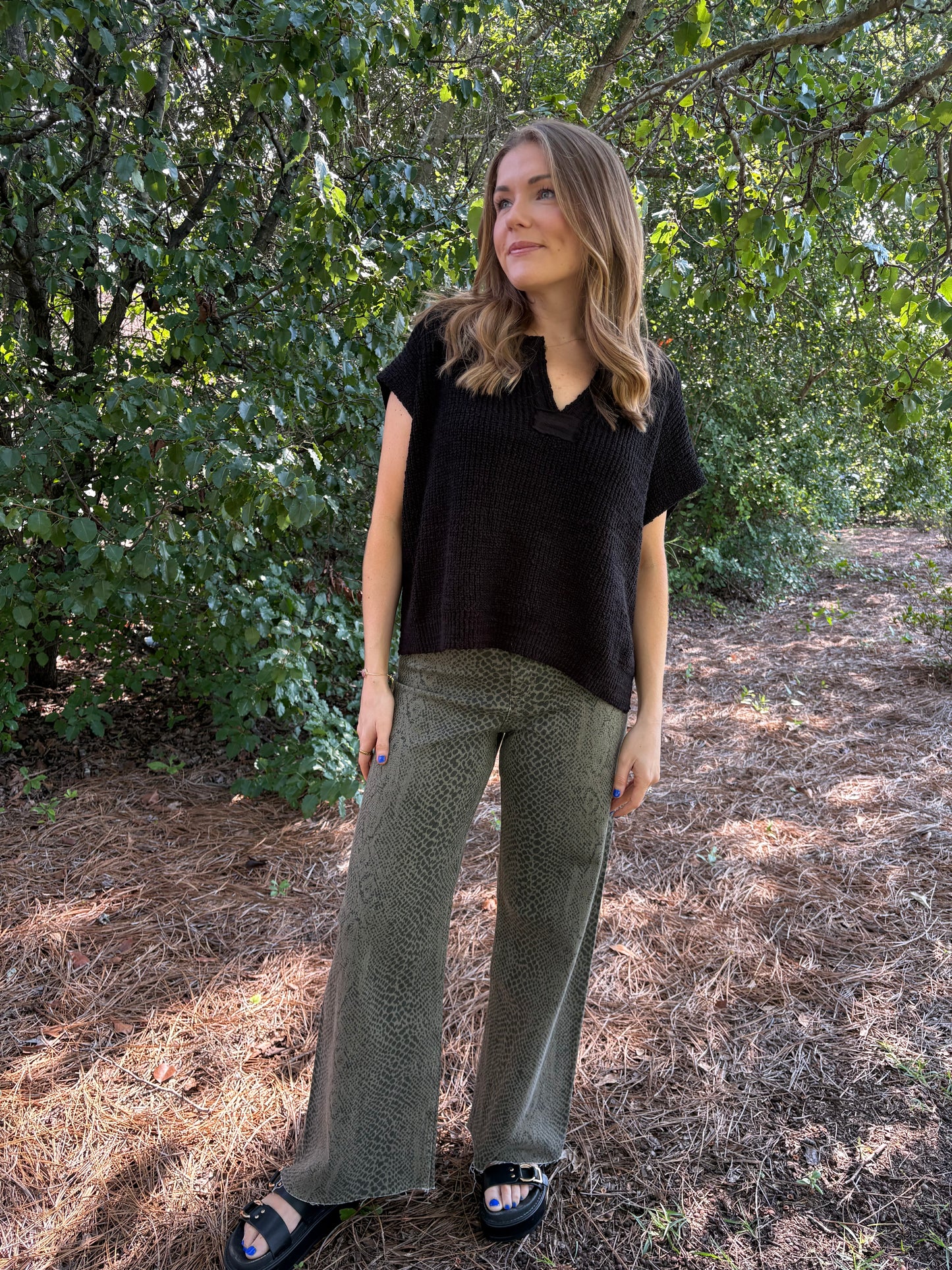 Olive Snake Denim Pants