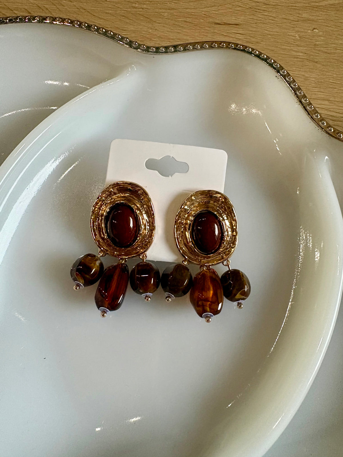 Brown Stone Stud Earrings