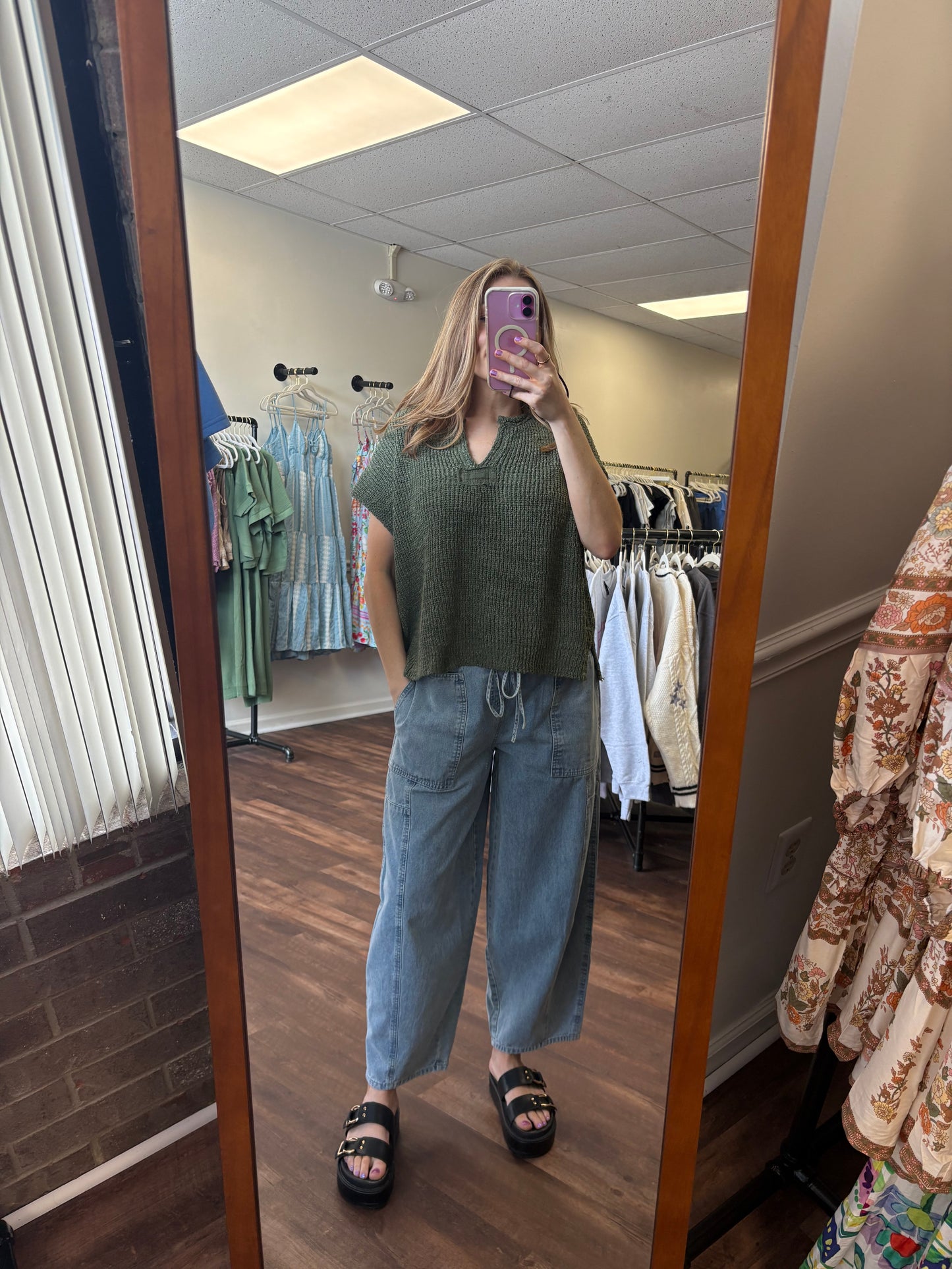 Jules Olive Sweater Top