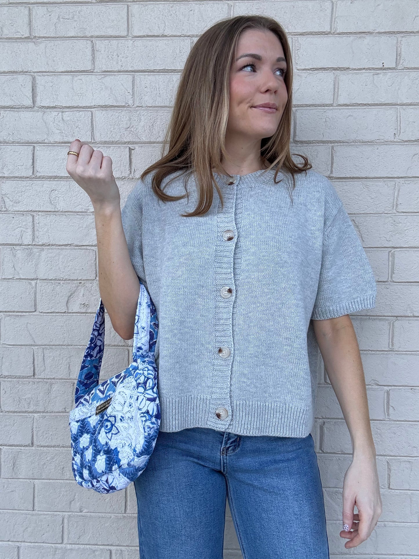 Carter Grey Short Sleeve Cardigan
