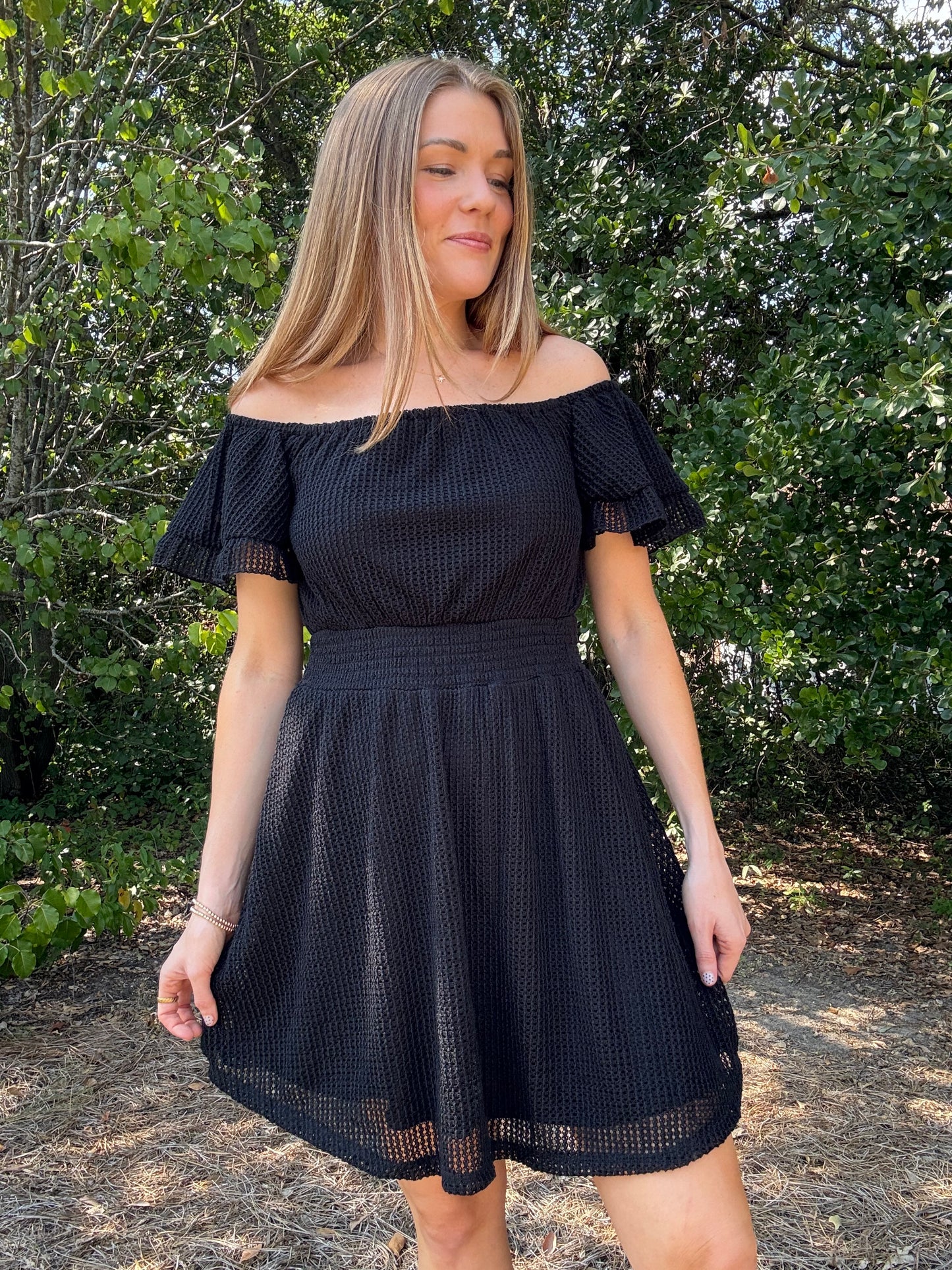 Black Crochet Mini Dress