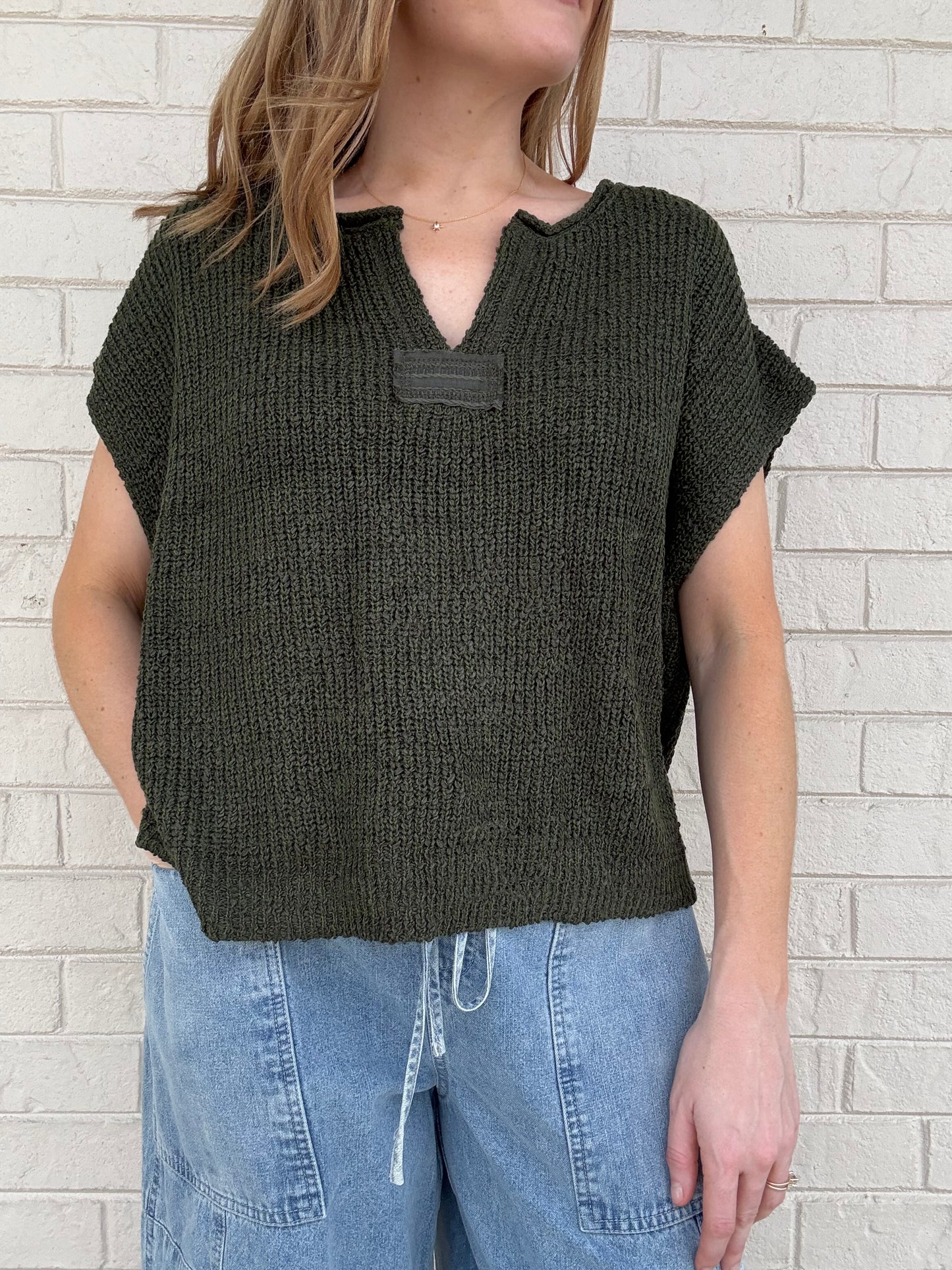 Jules Dark Olive Sweater Top