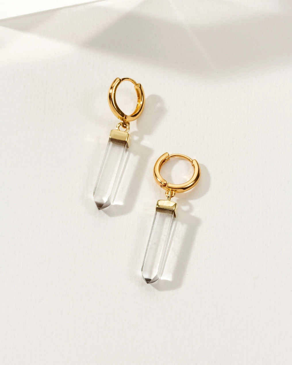 Obelisk Hoop Earring - Clear Quartz