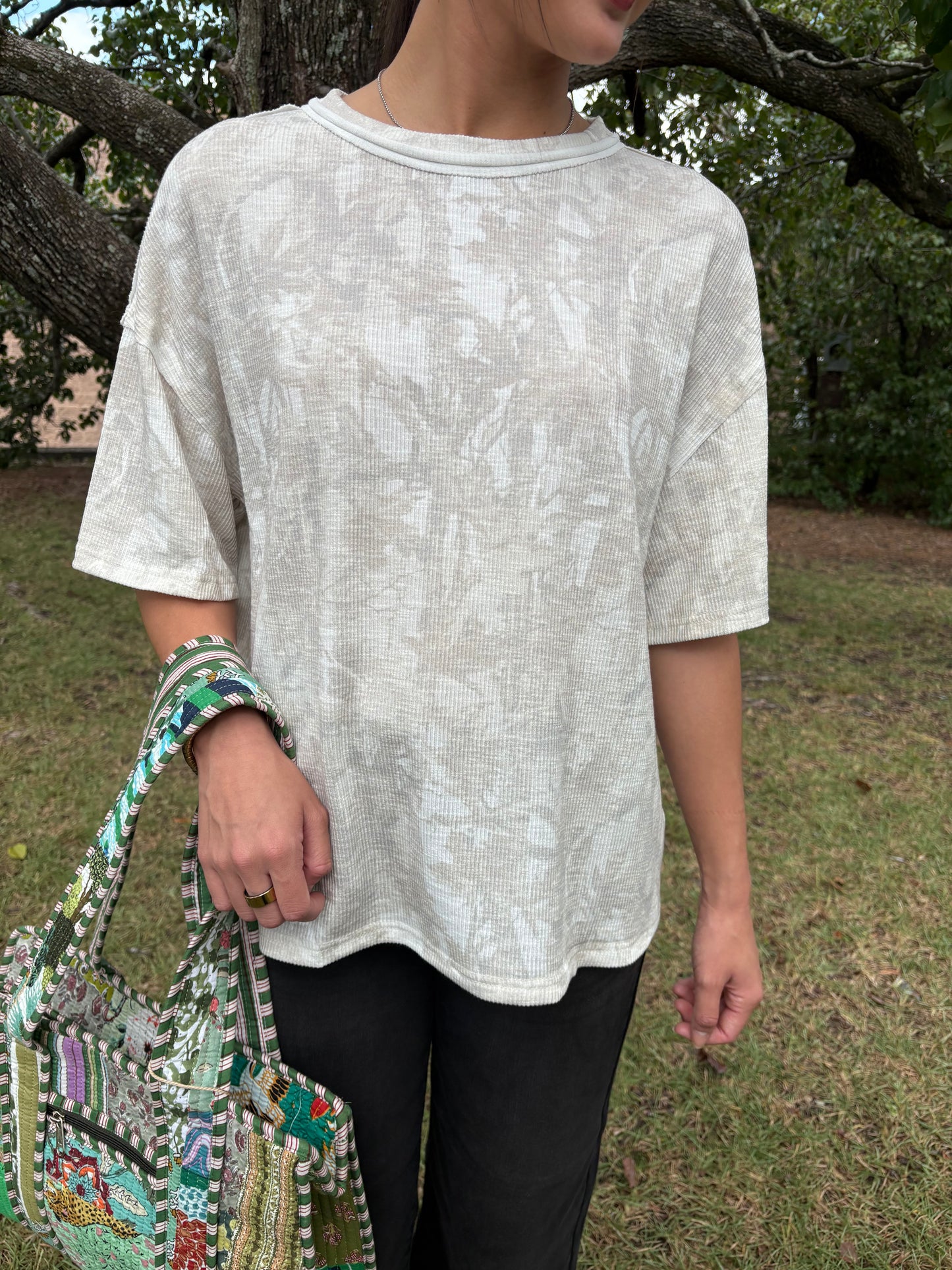 Camo Ribbed Oversized Tee