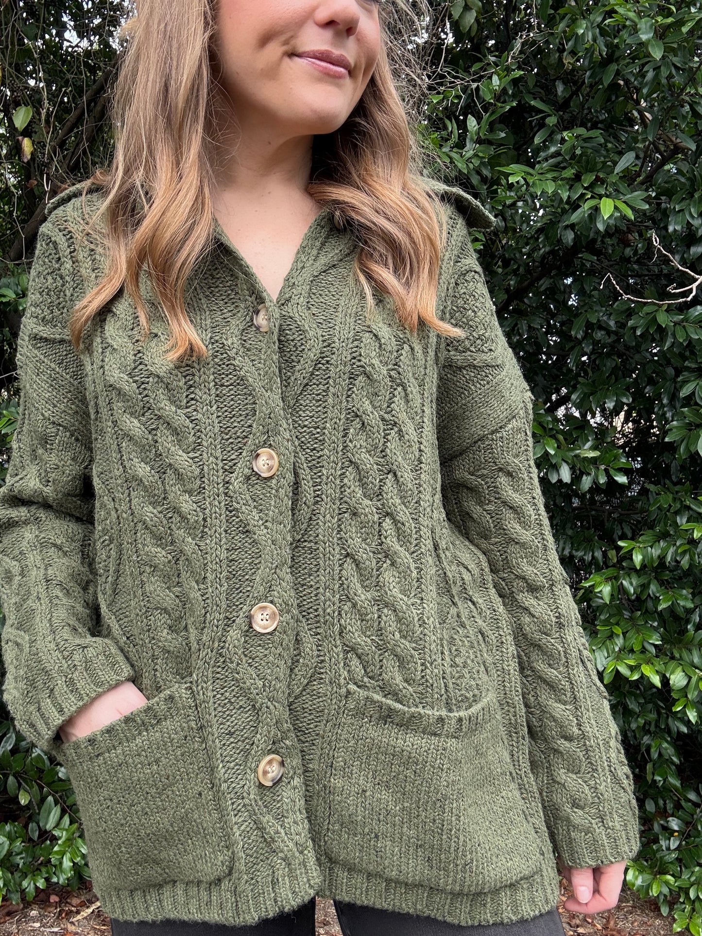 Clara Oversized Olive Cardigan