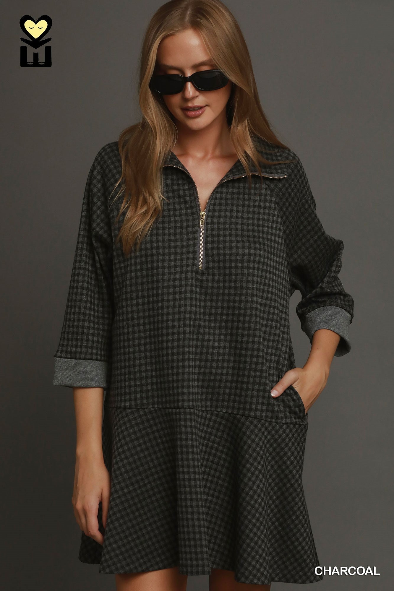 Charcoal Gingham Athletic Dress