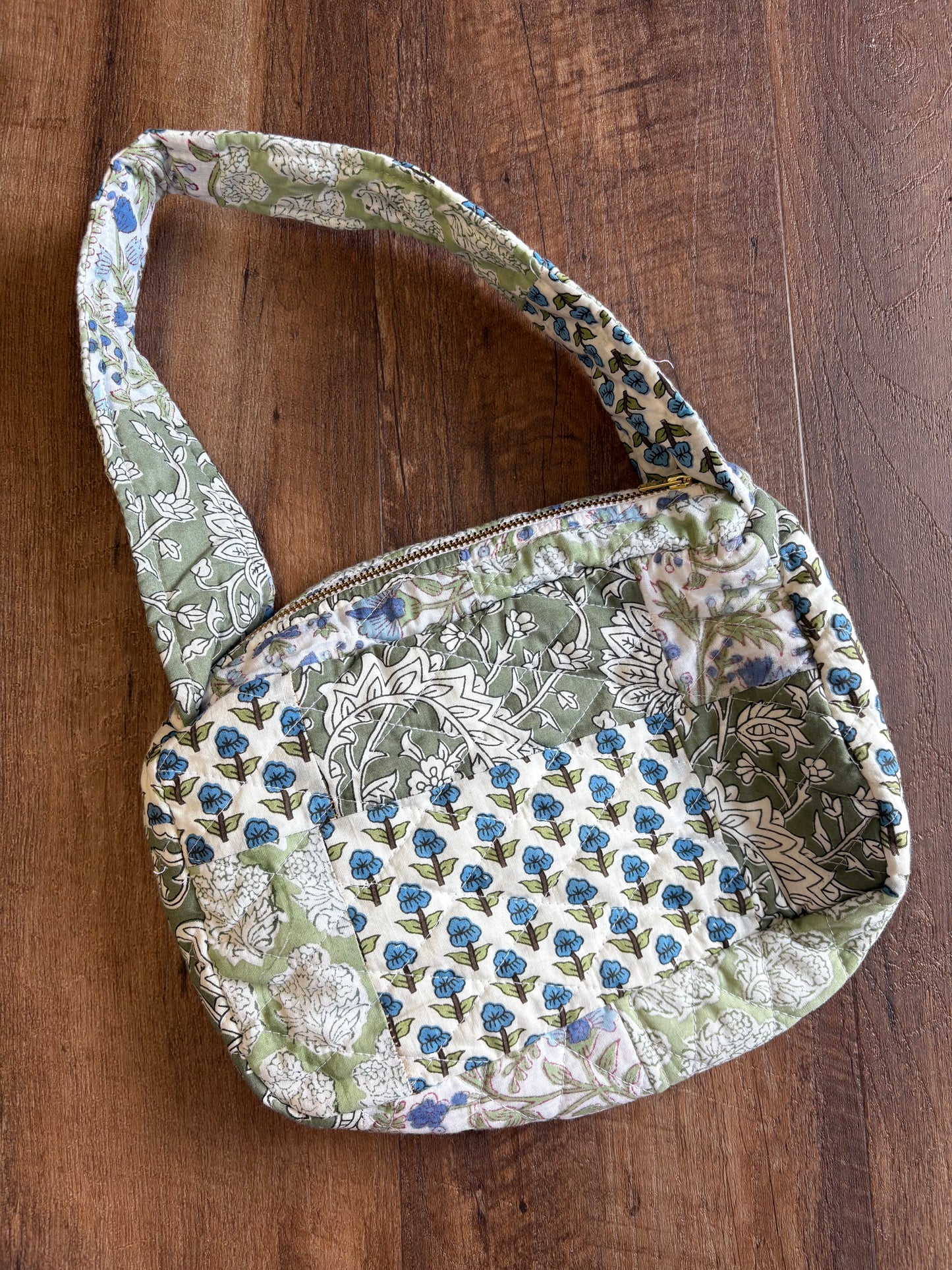 Green Blue Quilted Shoulder Bag