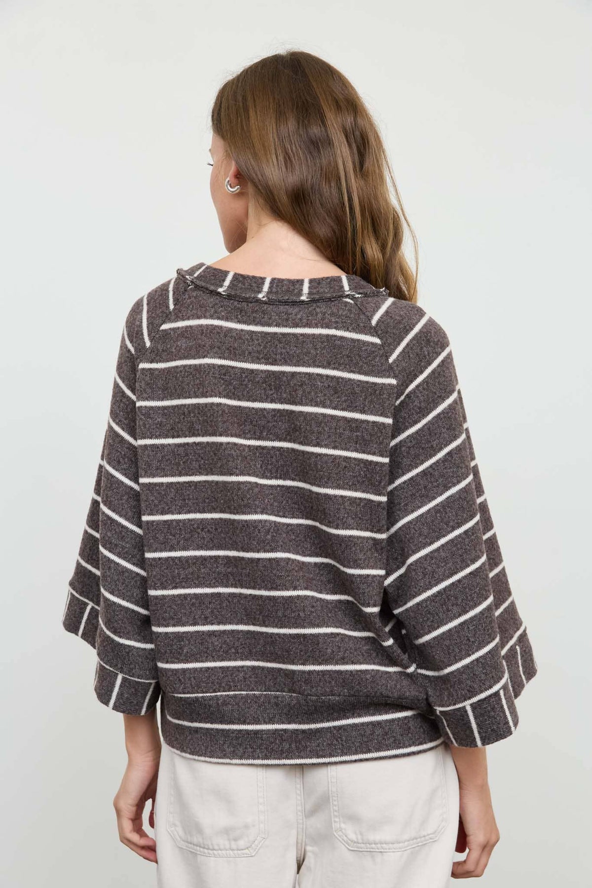 Henley Striped Knit Top