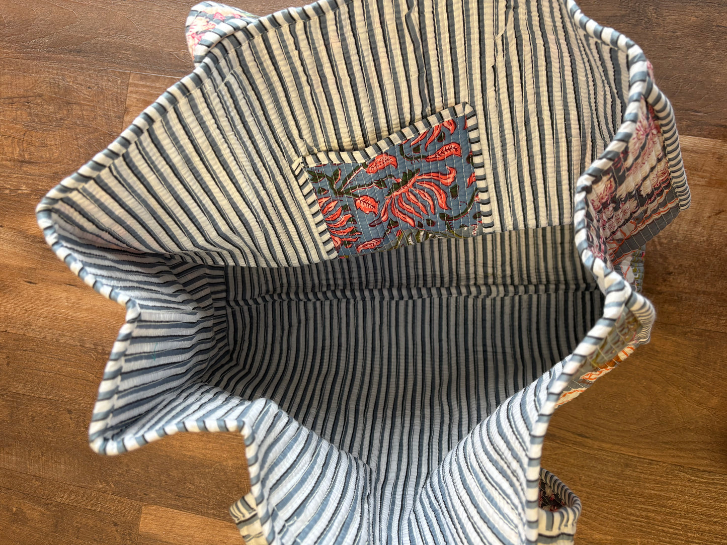 Grey Patchwork Quilted Tote