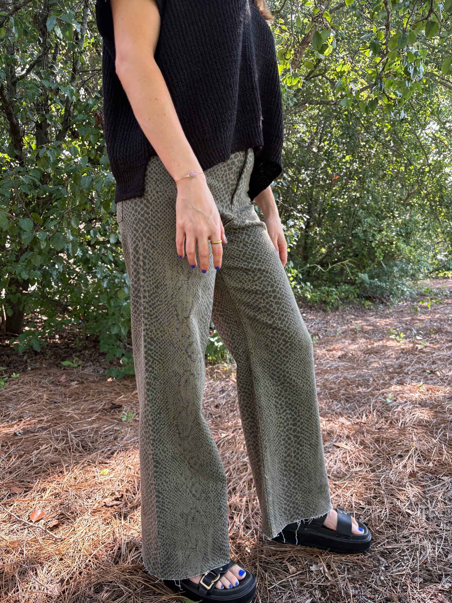 Olive Snake Denim Pants