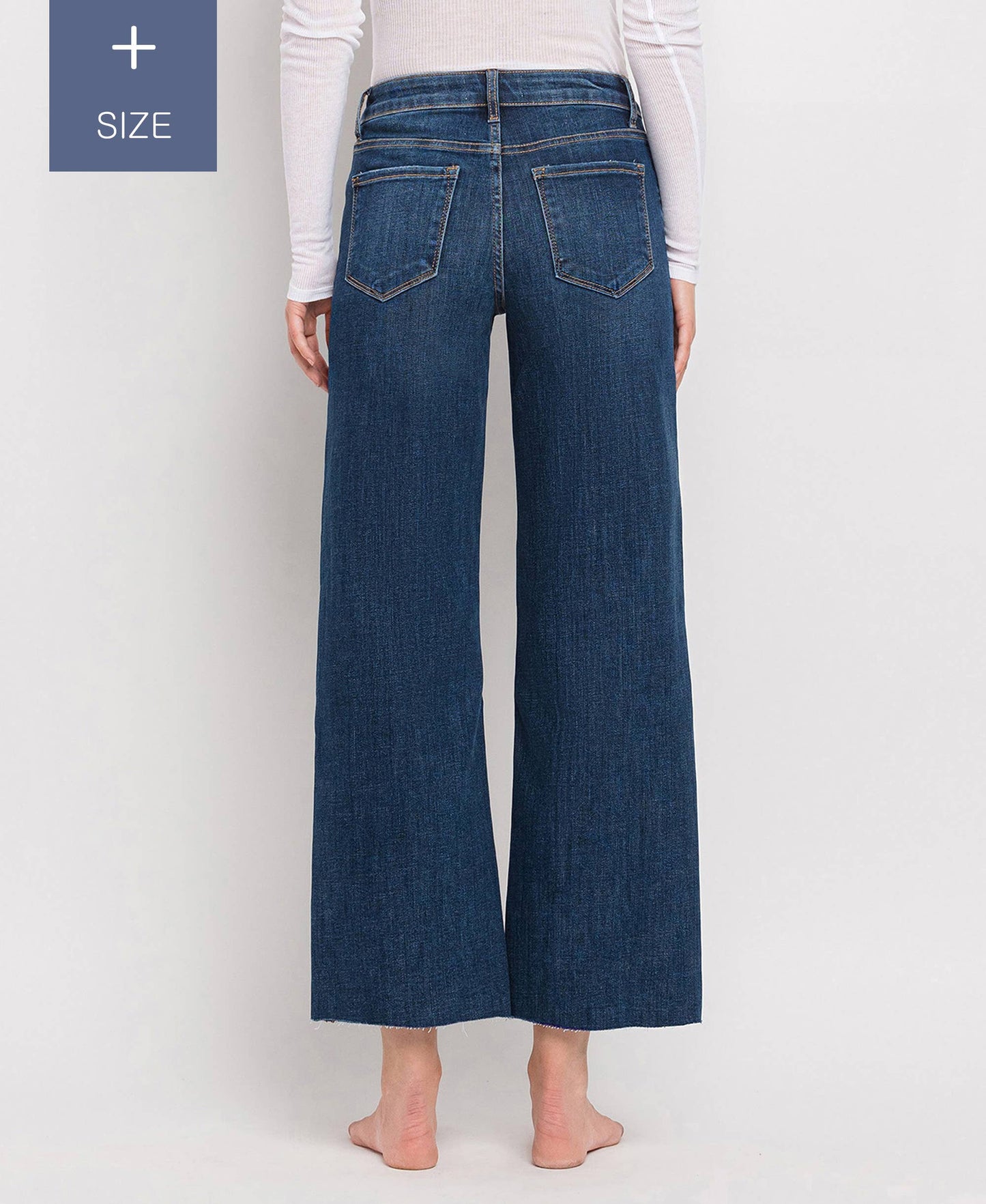Tummy Control Wide Leg Cropped Denim