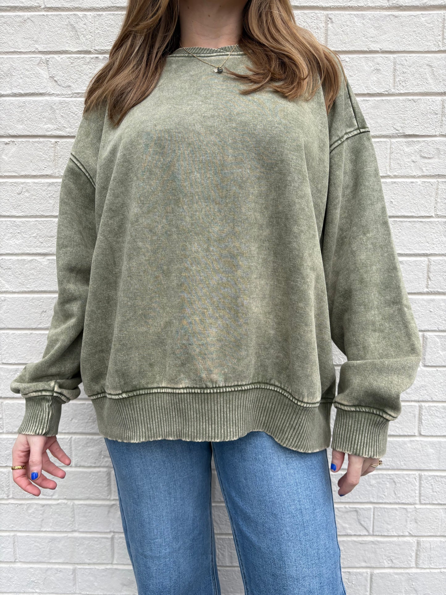 Nina Olive Washed Pullover
