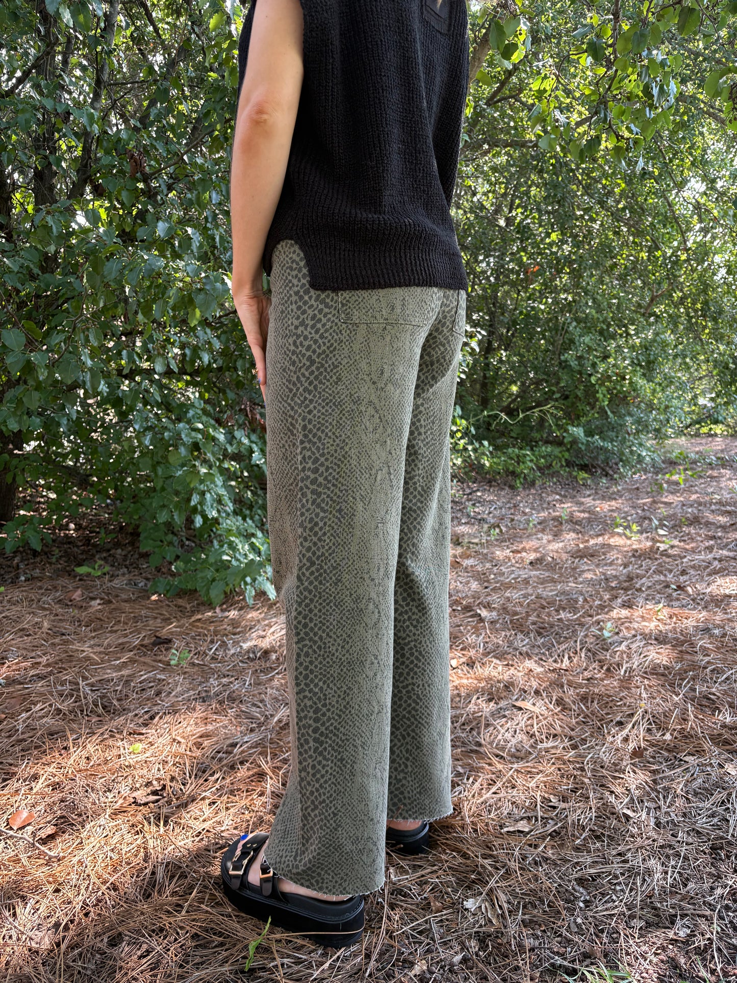 Olive Snake Denim Pants
