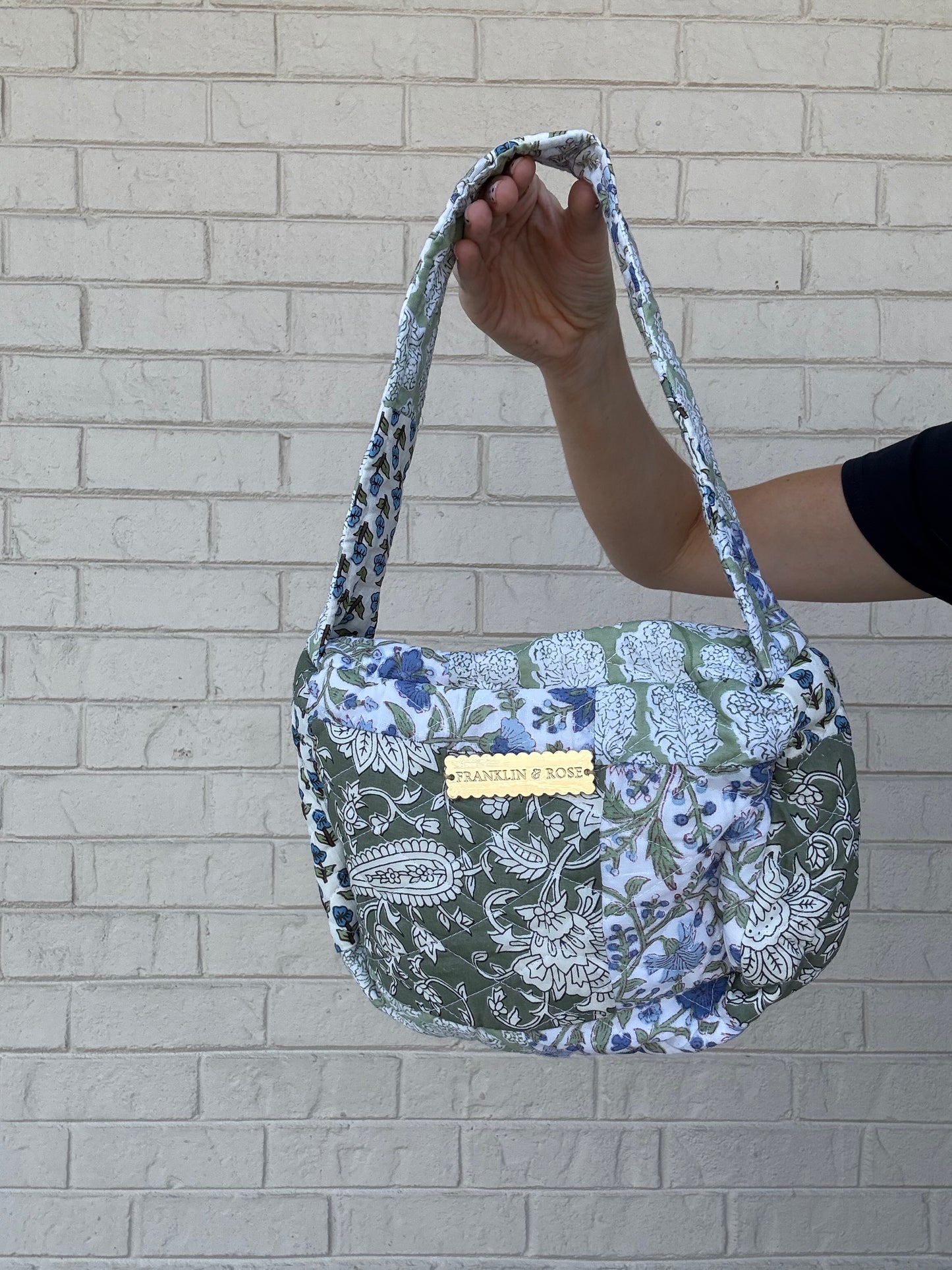 Green Blue Quilted Shoulder Bag