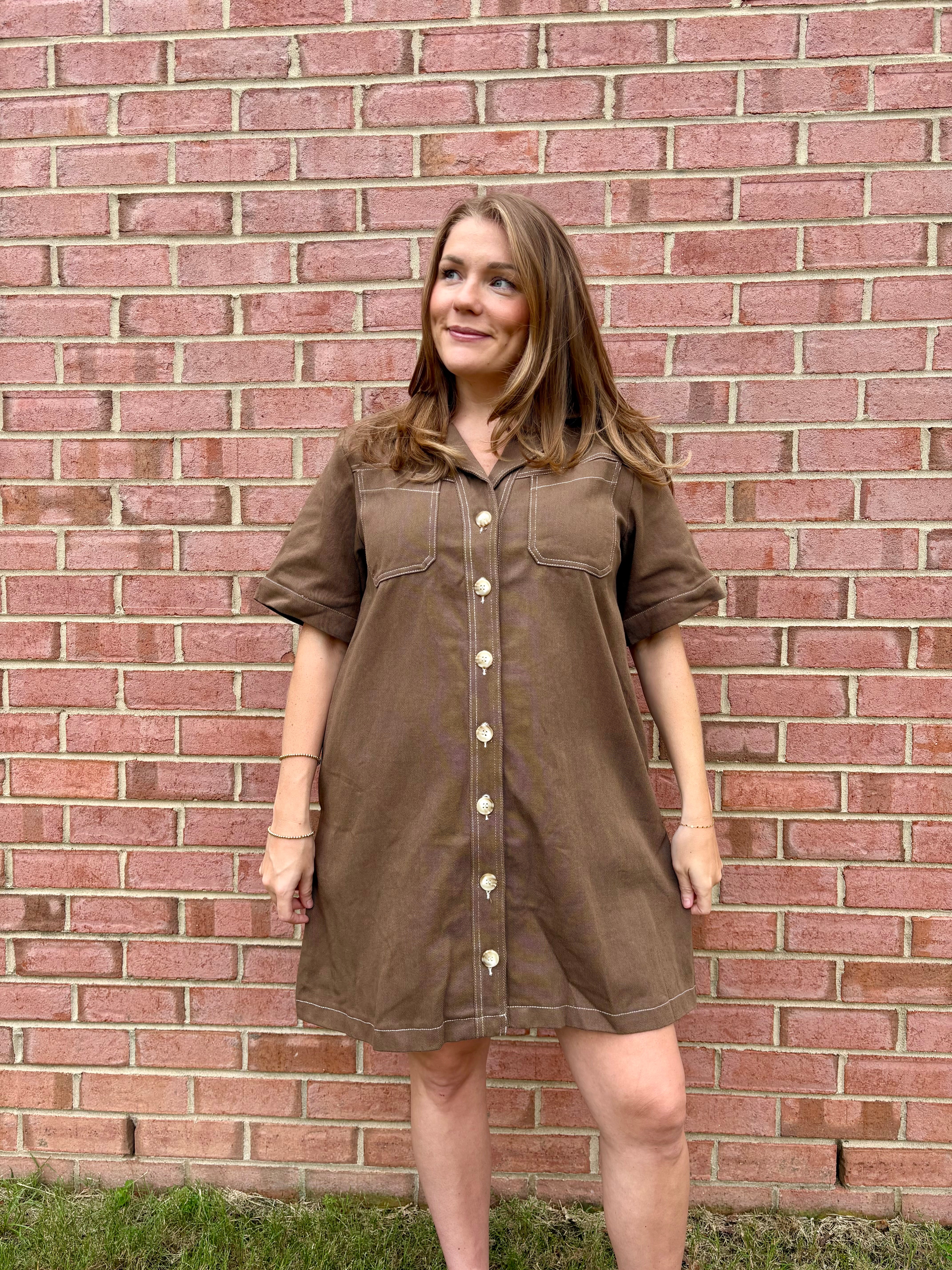 brown denim dress for women Evermore Size:IV Tuscan Garden Chunky Blue Formal Vests this regular fit dress
