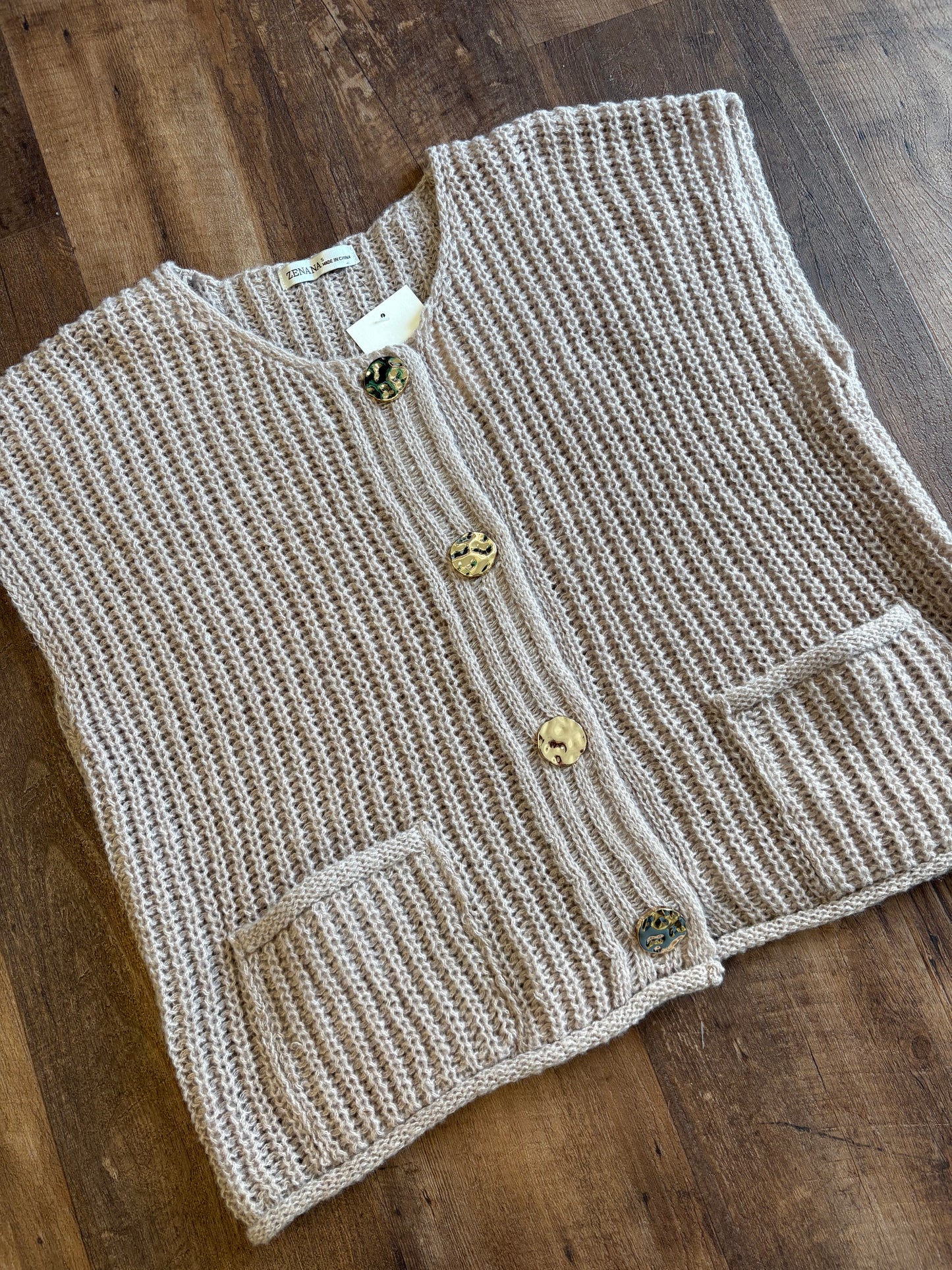 Marcy Mocha Button Sweater Vest