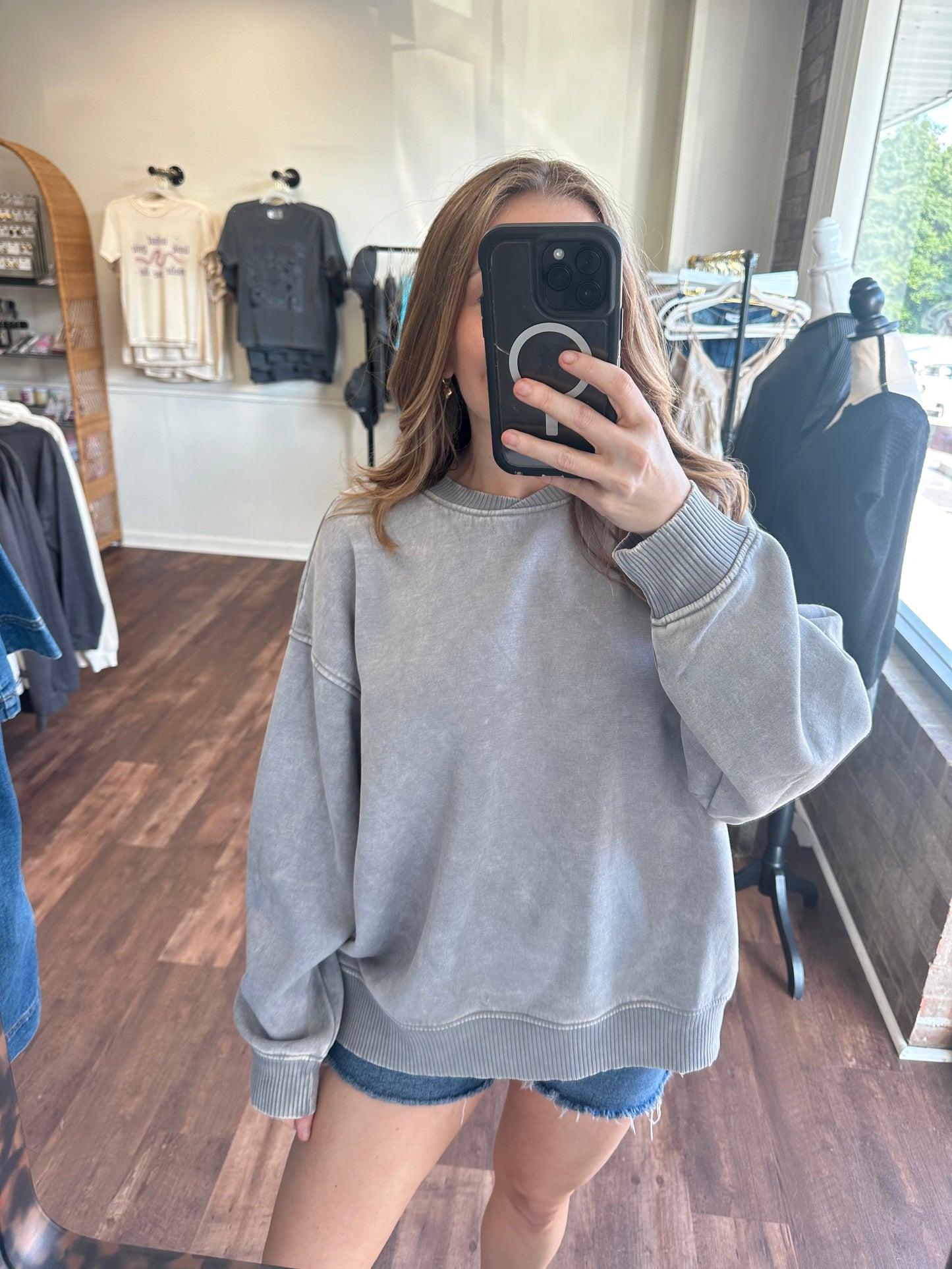 Nina Grey Washed Pullover