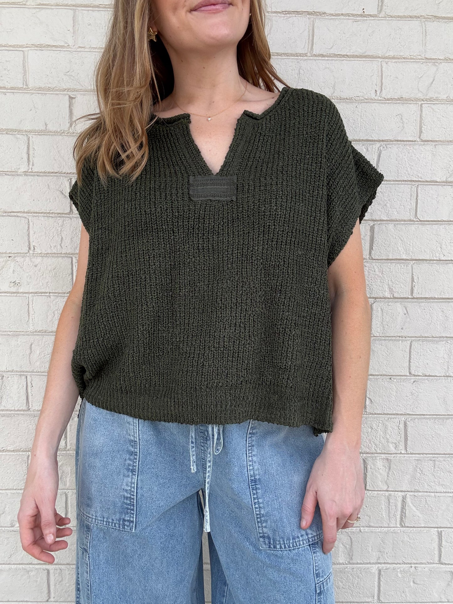 Jules Dark Olive Sweater Top