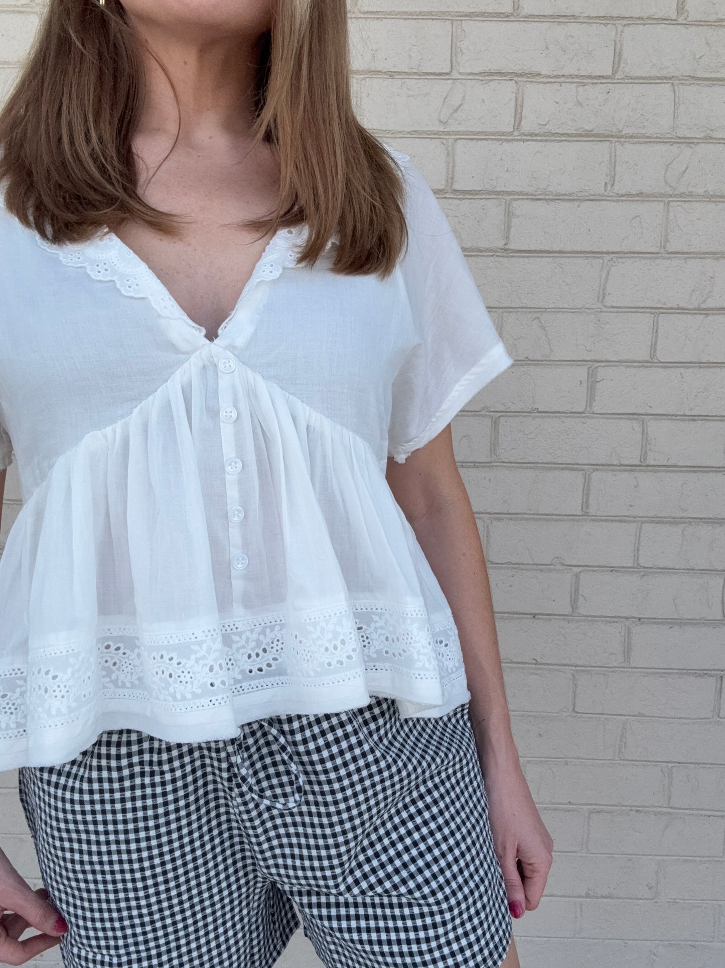 Peter Eyelet White Blouse