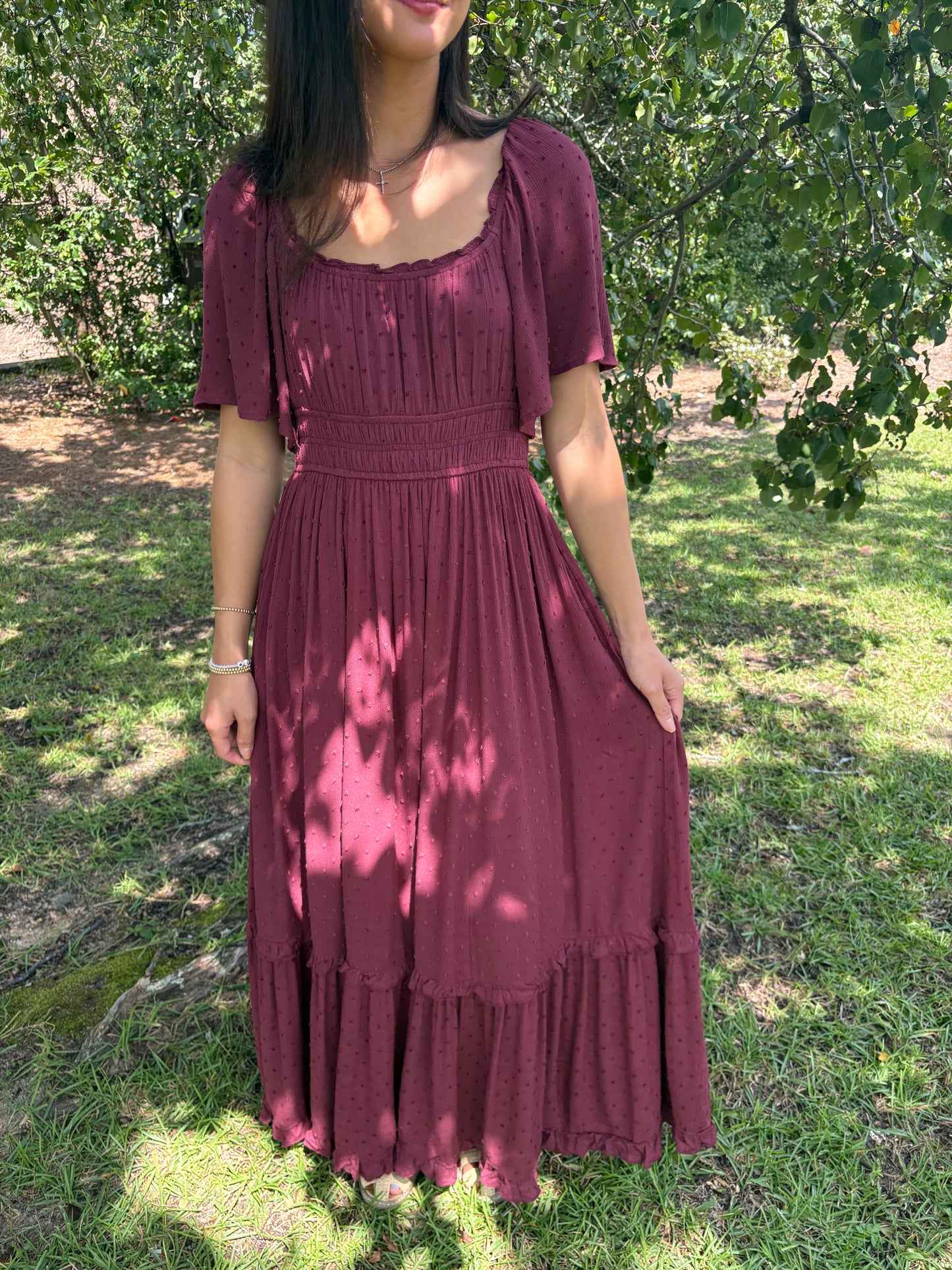 Cherry Swiss Dot Maxi Dress