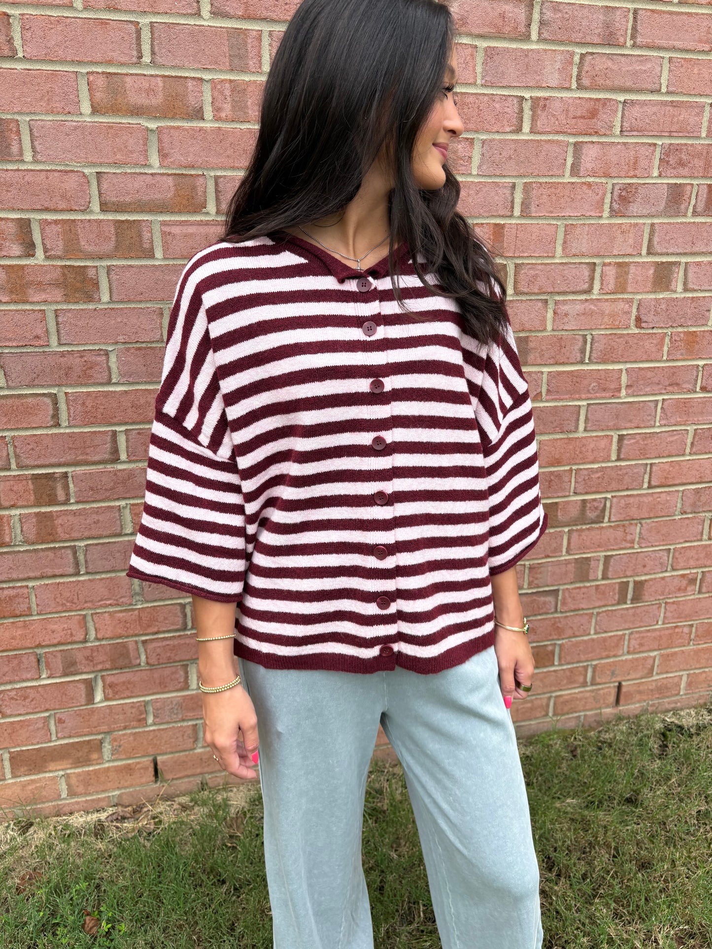 Bonnie Striped Short Sleeve Cardigans