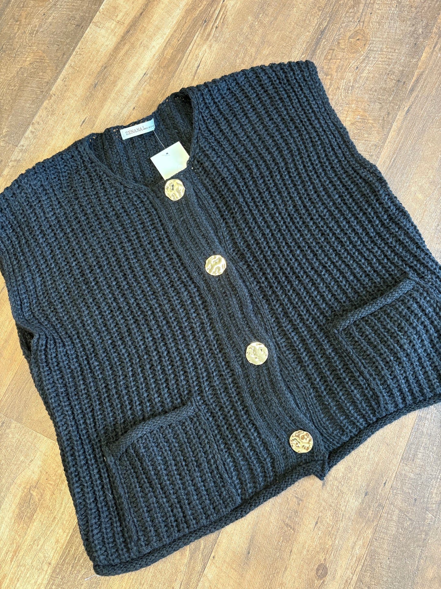Marcy Black Button Sweater Vest