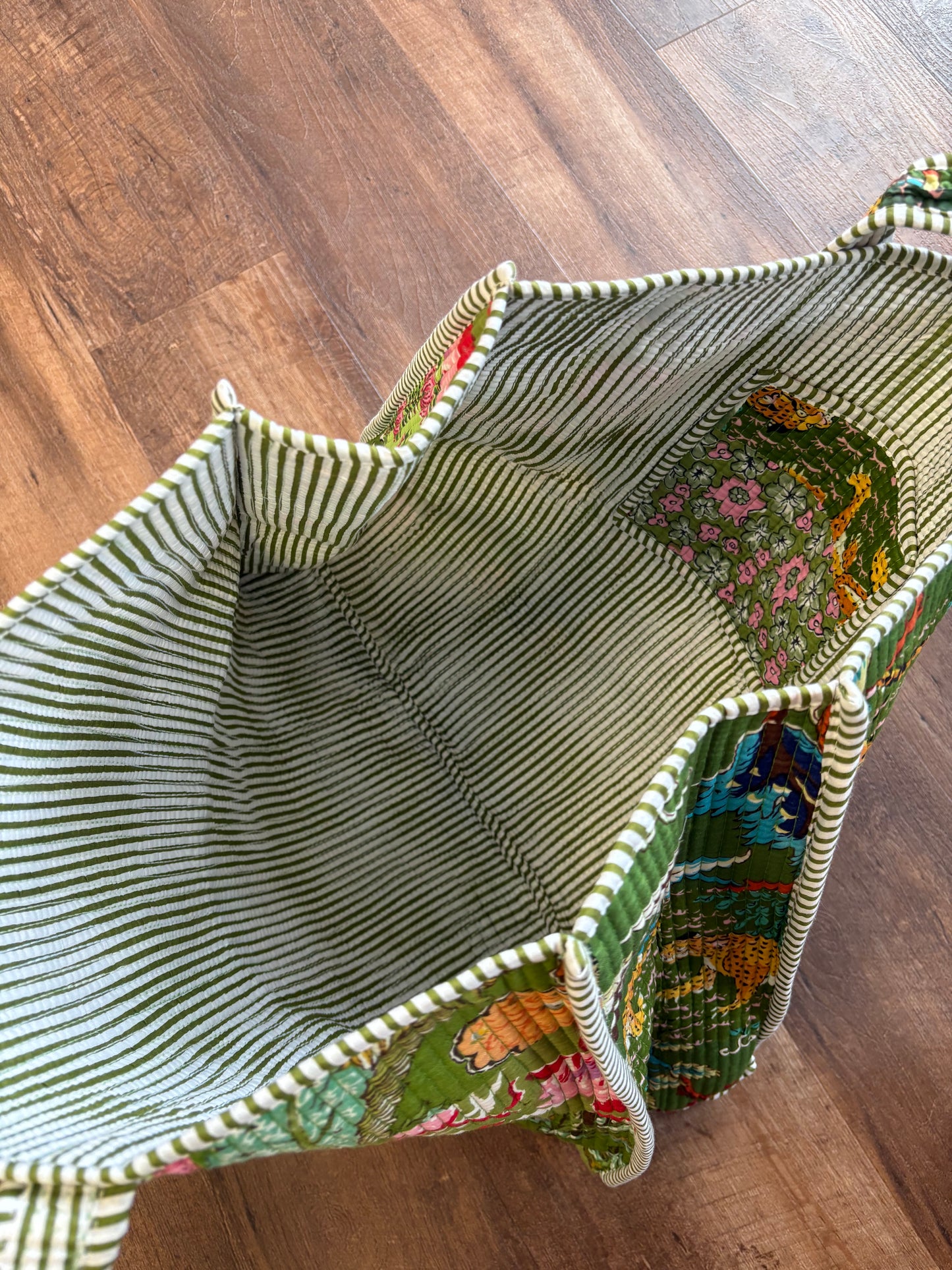 Green Patchwork Quilted Tote