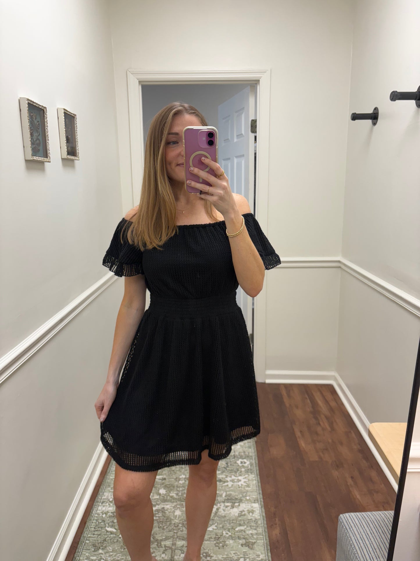 Black Crochet Mini Dress