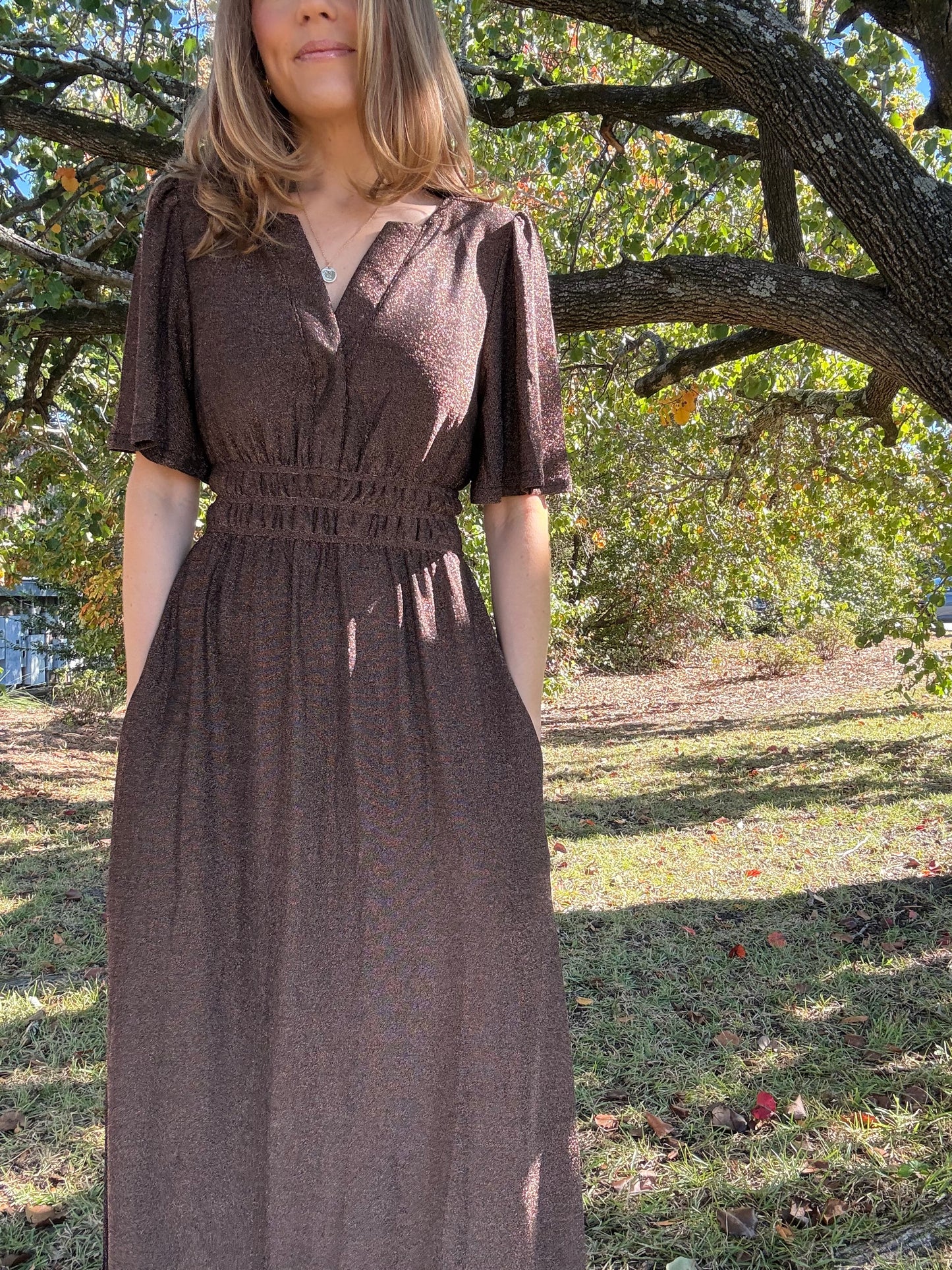 Bronze Knit Maxi Dress