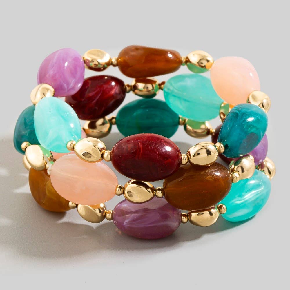 Irregular Marble Resin Beaded Bracelet