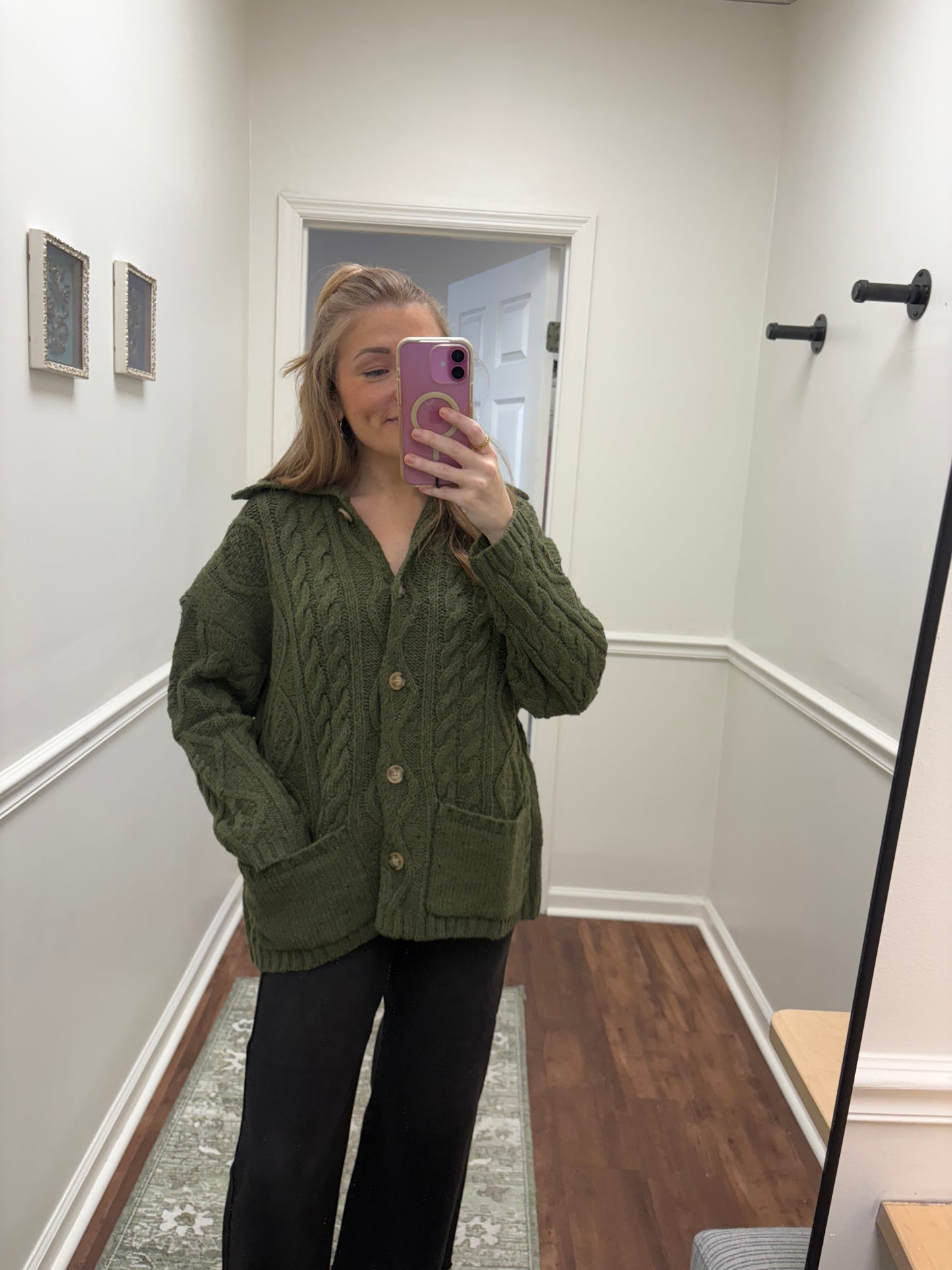 Clara Oversized Olive Cardigan